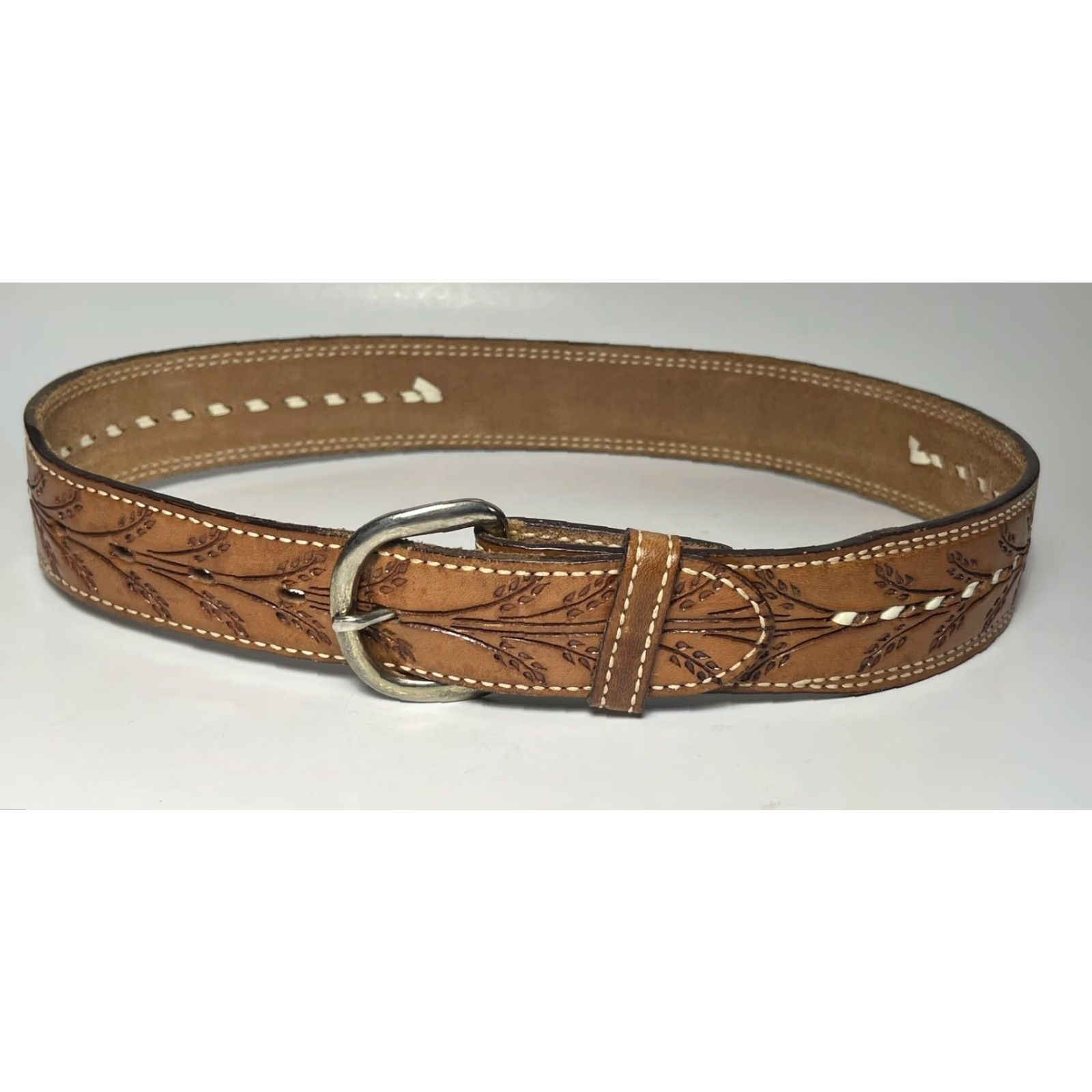 Vintage VINTAGE Western Belt Dundee Tooled Leather Cowboy Brown Belt Size 30 Unisex Adults Leather 34.75L Size 30 - 5 Thumbnail