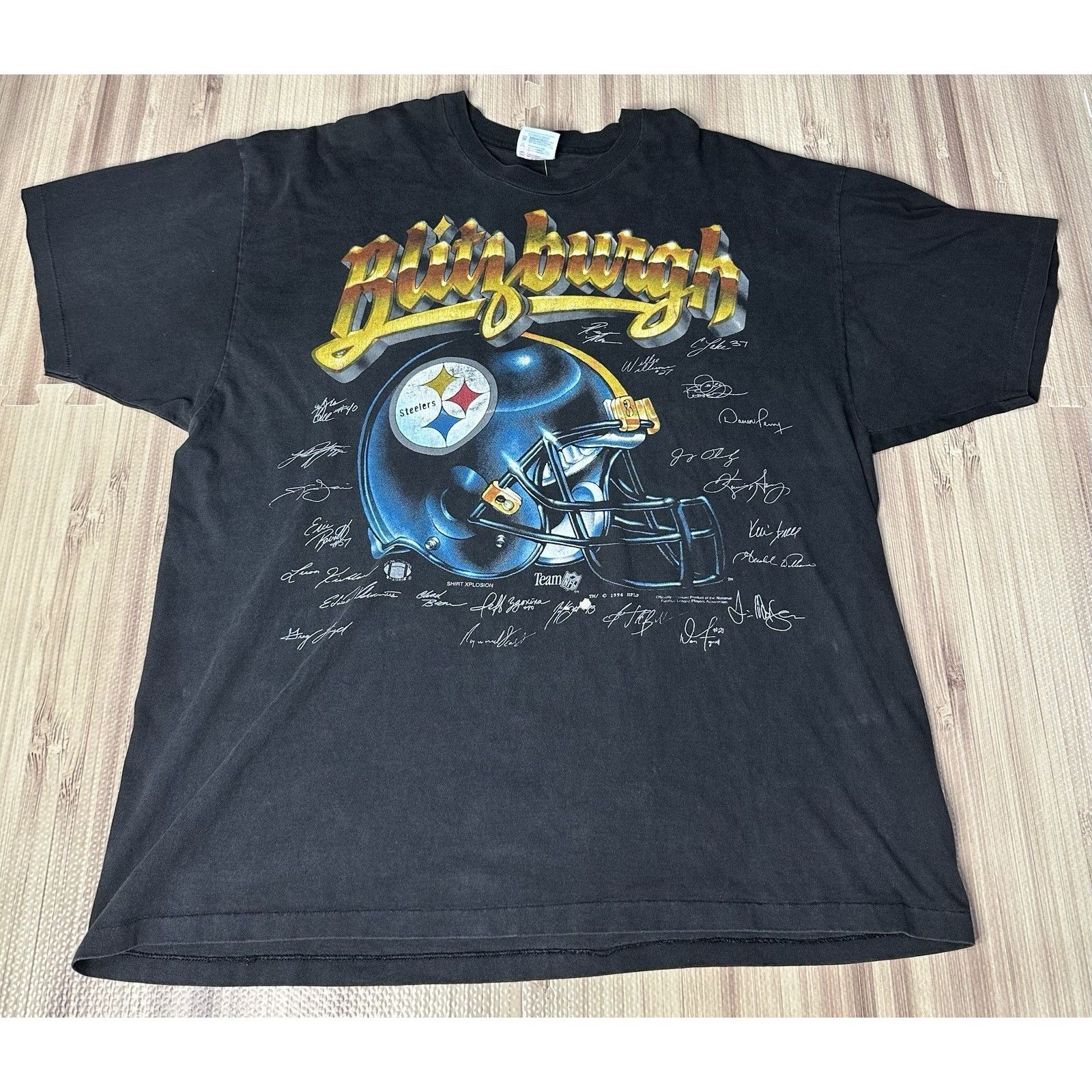 Hanes Vintage Pittsburgh Steelers Shirt Blitzburgh Single Stitch Size US XXL / EU 58 / 5 - 1 Thumbnail