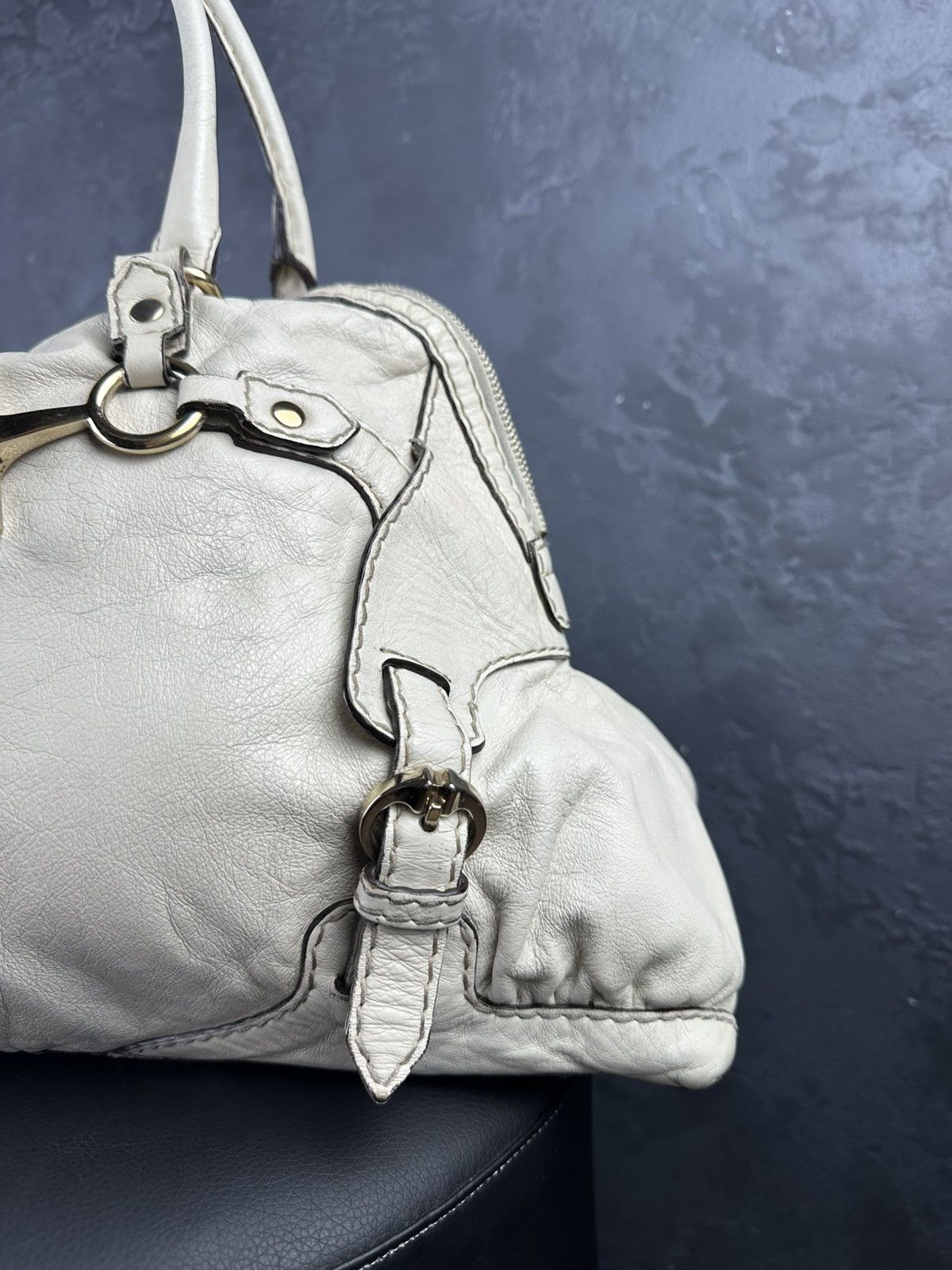 Gucci Gucci Ivory Leather Horsebit Nail Medium Tote Boston Bag Size ONE SIZE - 5 Thumbnail