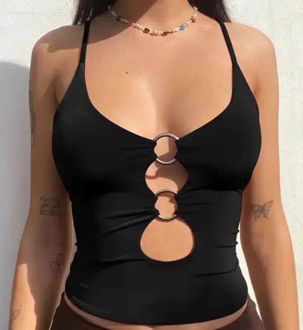 Japanese Brand Kusuno x Haya Hollow Out Sexy Crop Tops Tees Size S / US 4 / IT 40 - 8 Thumbnail