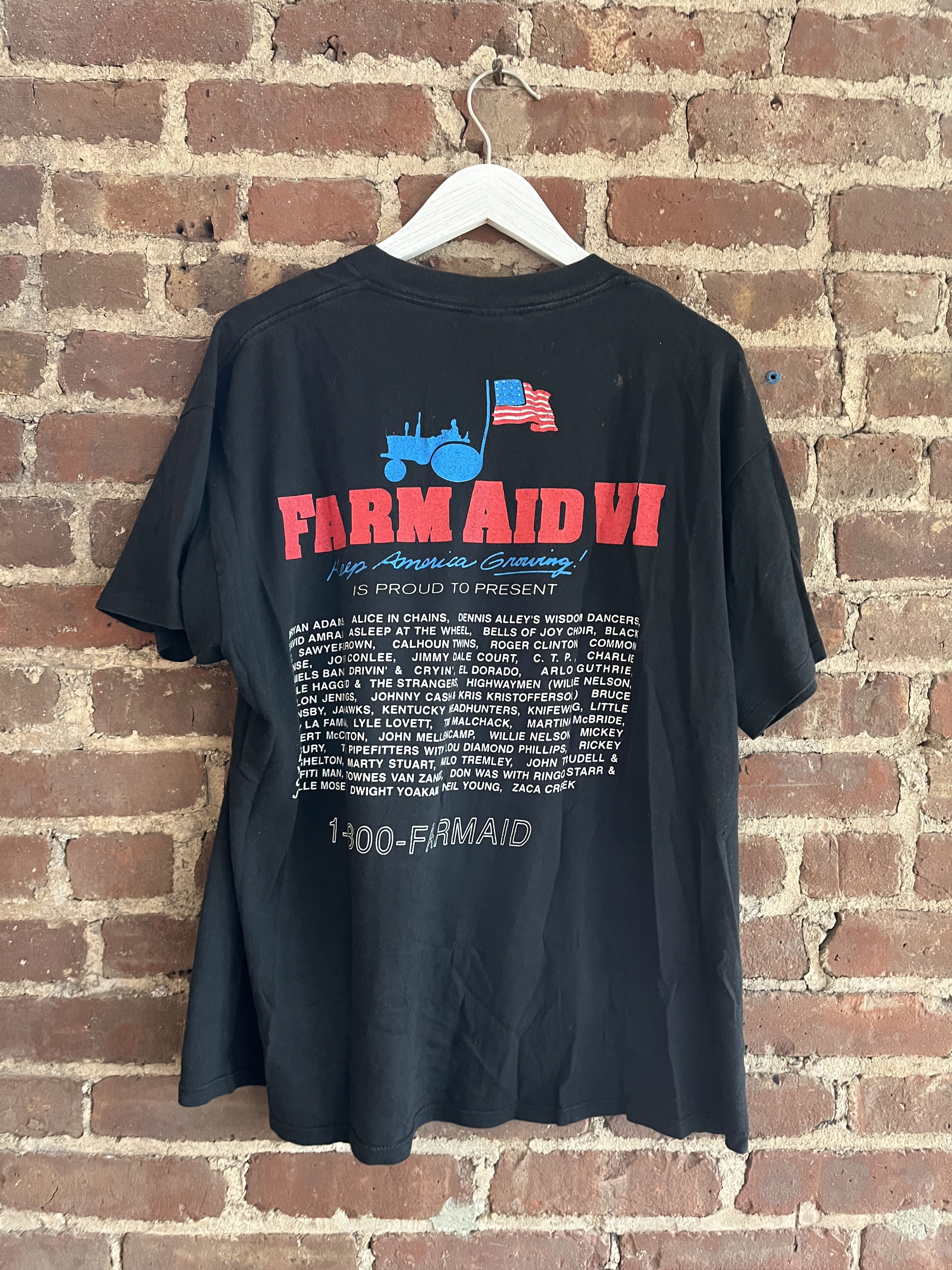 T-shirt Vintage Farm-Aid - Marque American Apparel - Taille XL - Rouge/Rose - Occasion Très Bon état
