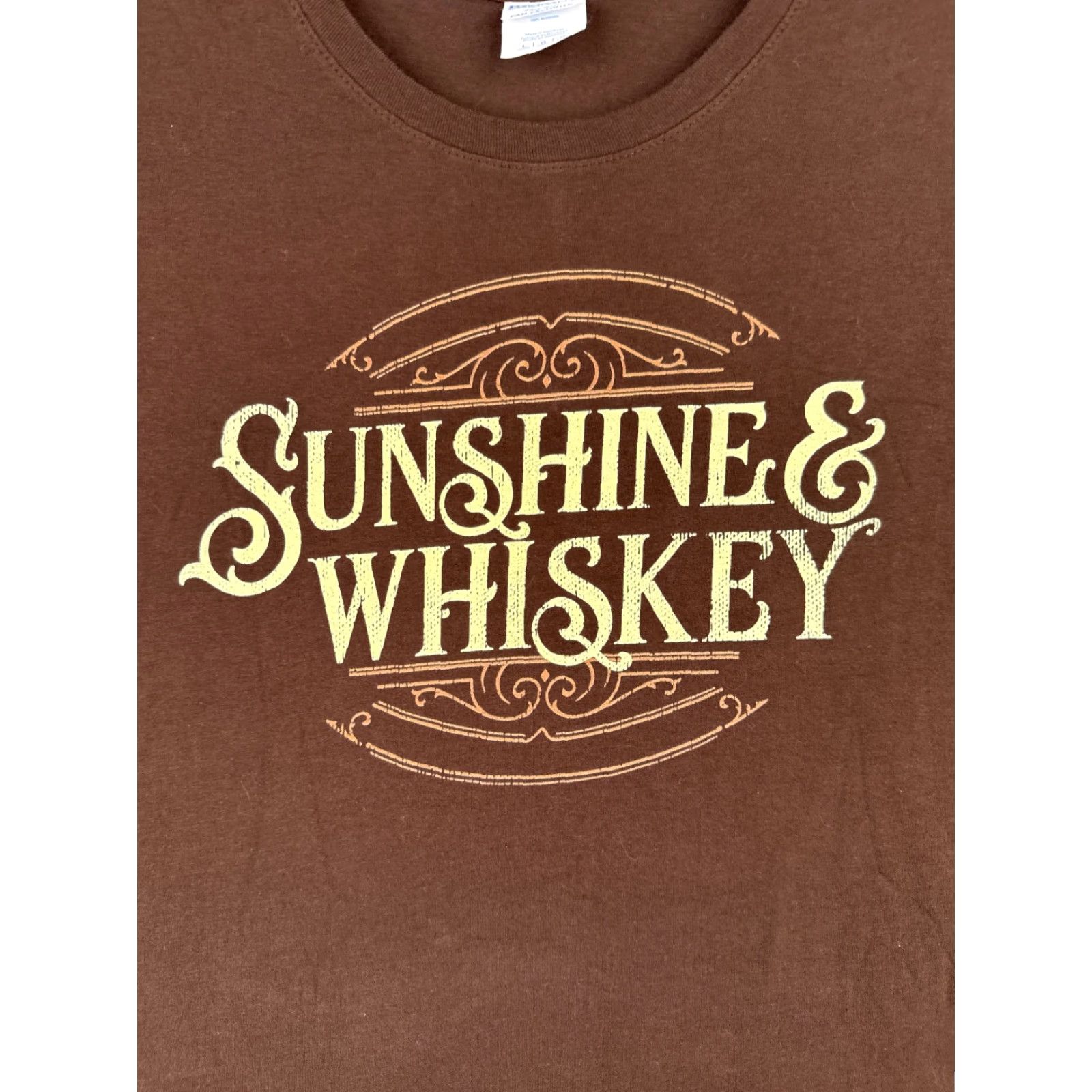 Port & Company Port & Company Shirt Women Large Brown Cotton Crew Neck Sunshine & Whiskey READ Size L / US 10 / IT 46 - 6 Thumbnail