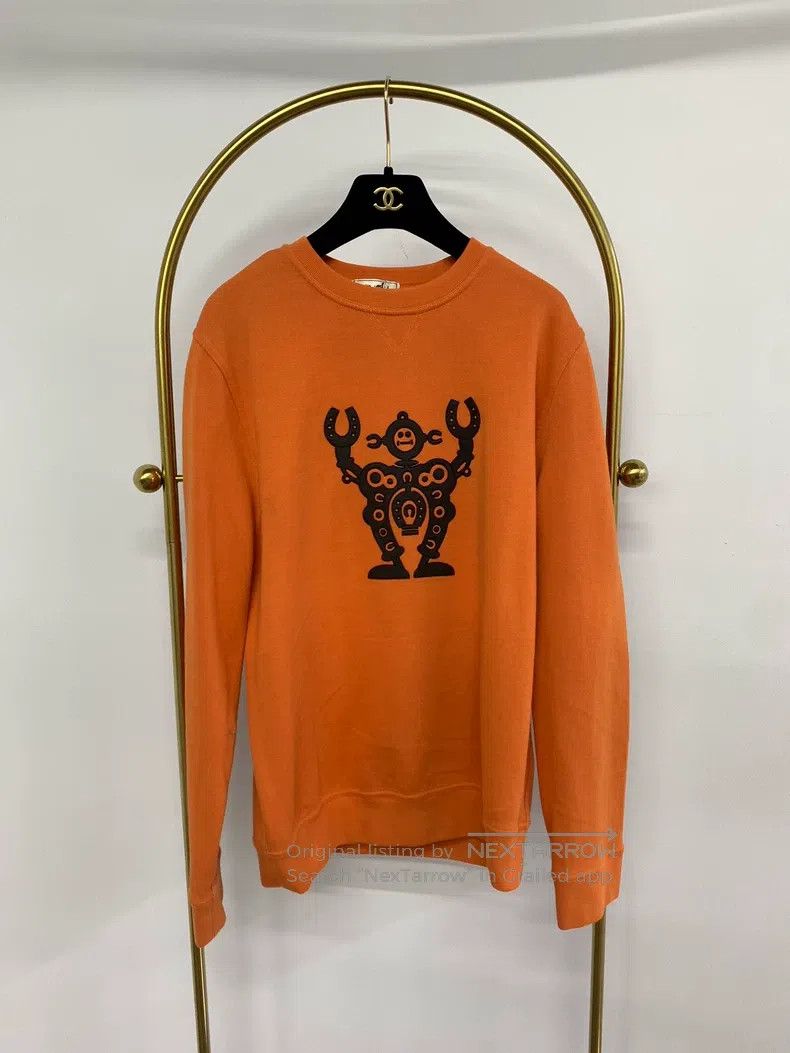 Hermes Hermes Orange leather patched robot sweatshirt Size M / US 6-8 / IT 42-44 - 1 Thumbnail