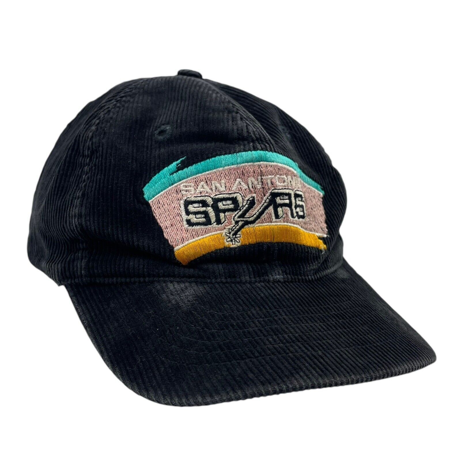 Twins Vtg San Antonio Spurs Corduroy Snapback Hat Cap Black Size ONE SIZE - 3 Thumbnail