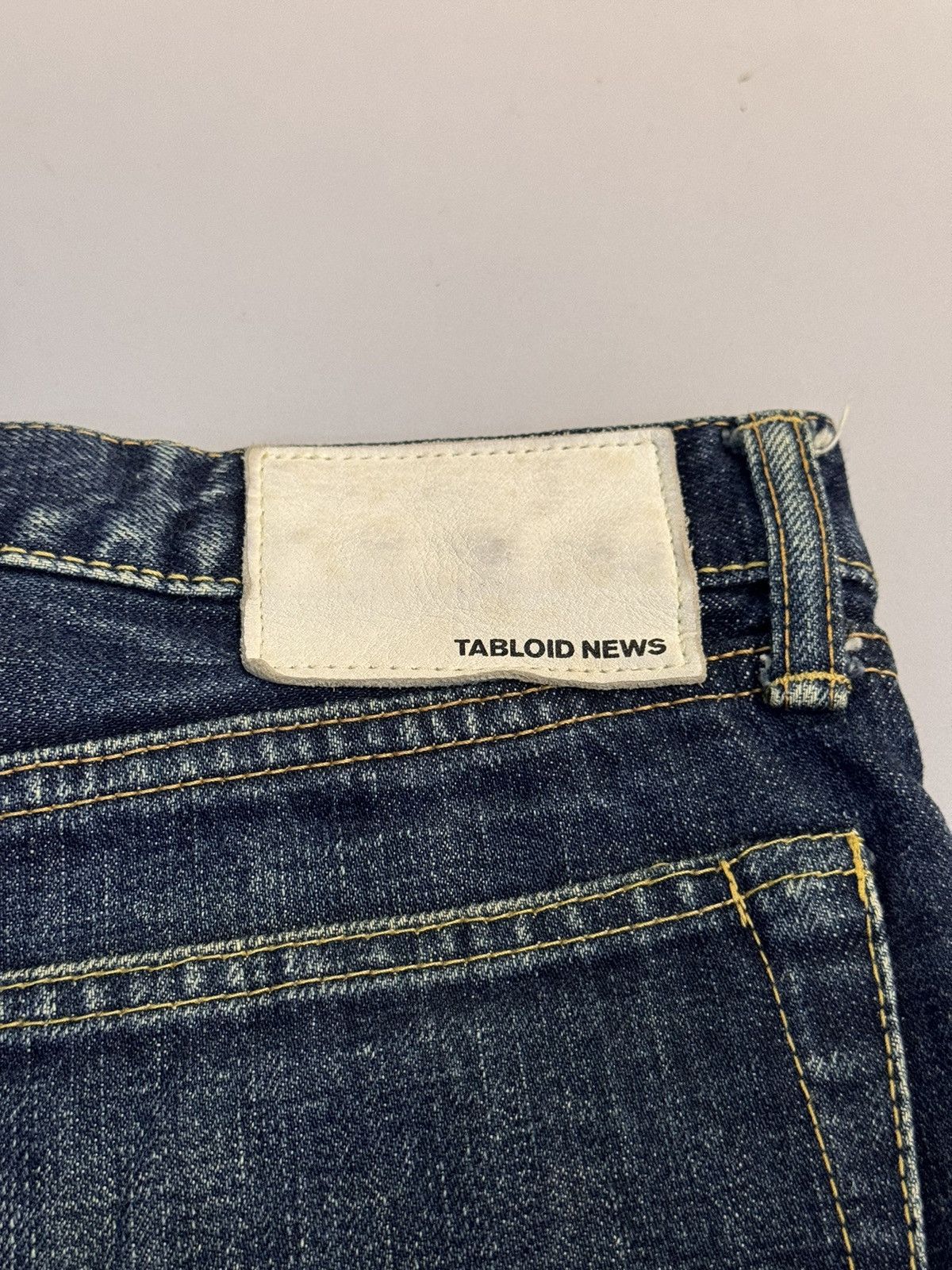 Japanese Brand × Kaihara Denim Tabloid News Selvedge Leather Cow Jeans Japan 32 Inches Size US 32 / EU 48 - 11 Thumbnail