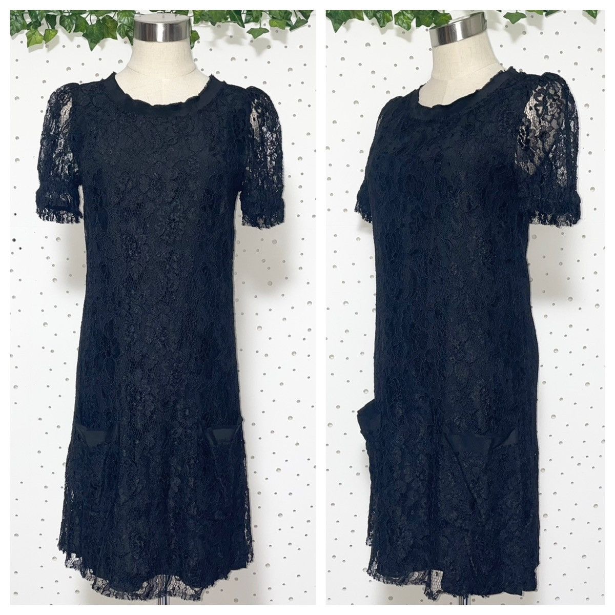 Dolce & Gabbana DOLCE & GABBANA Floral Lace Short Sleeve Dress 40 Black Size S / US 4 / IT 40 - 5 Thumbnail