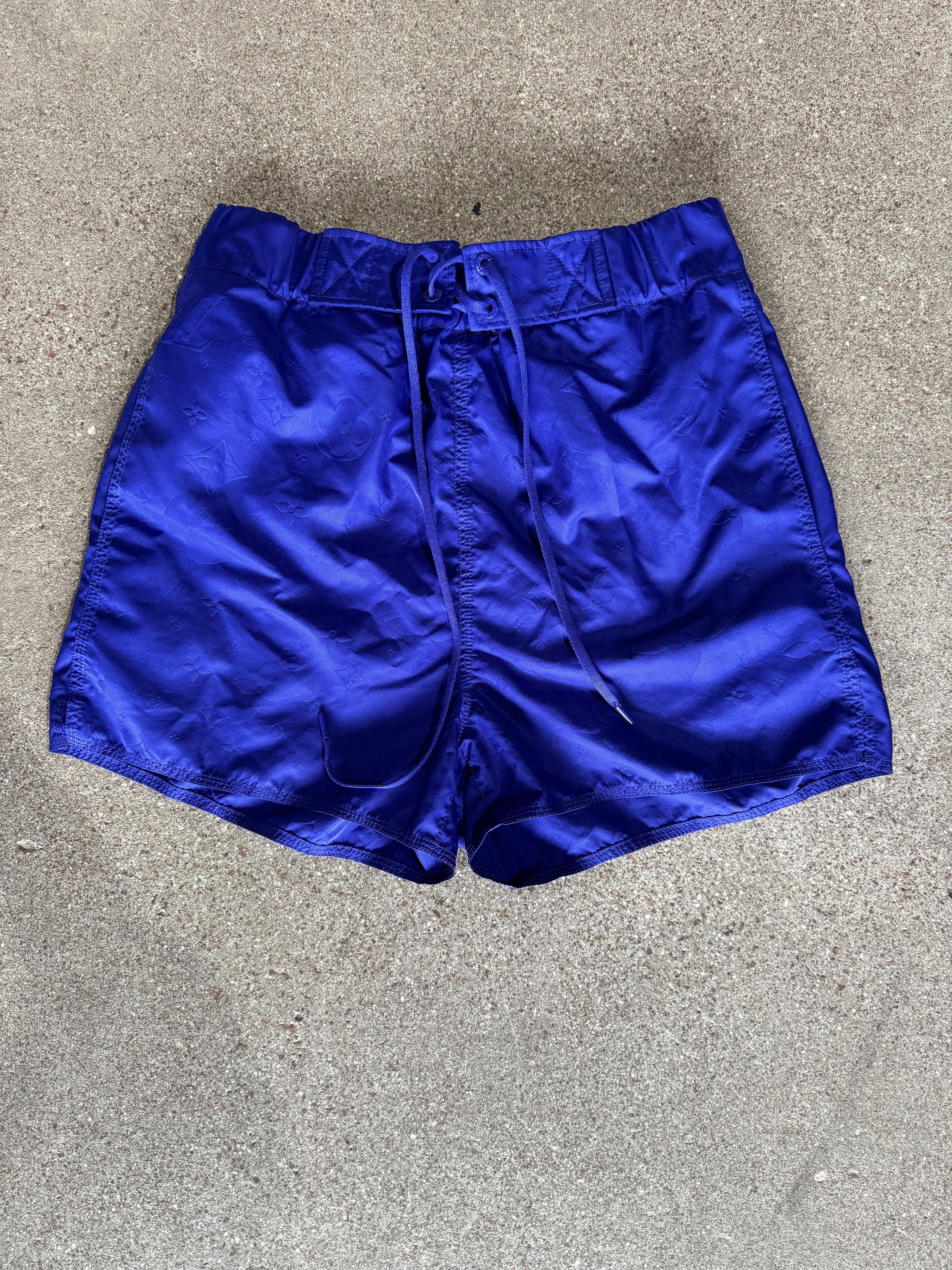 Image of Louis Vuitton Monogram Swim Trunks in Blue, Men's (Size 30)