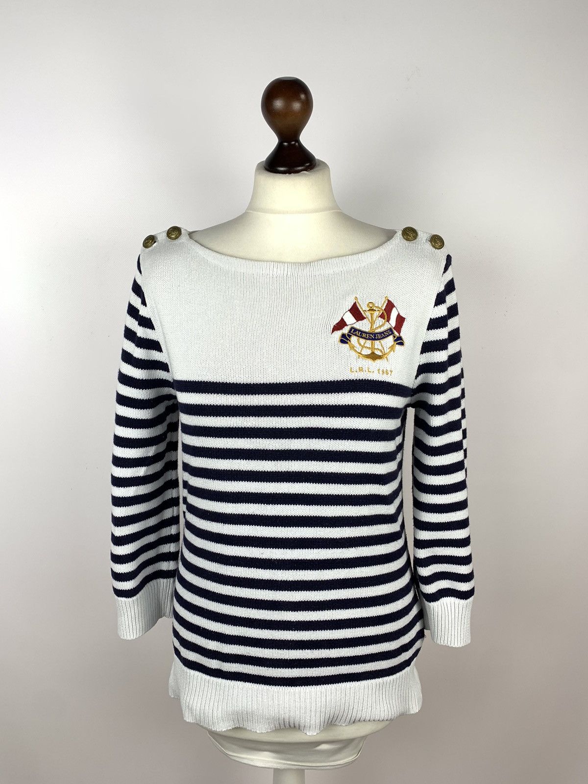 Lauren Ralph Lauren Lauren Jeans Company Ralph Lauren Knit Striped Sweater Sz M Size M / US 6-8 / IT 42-44 - 1 Thumbnail