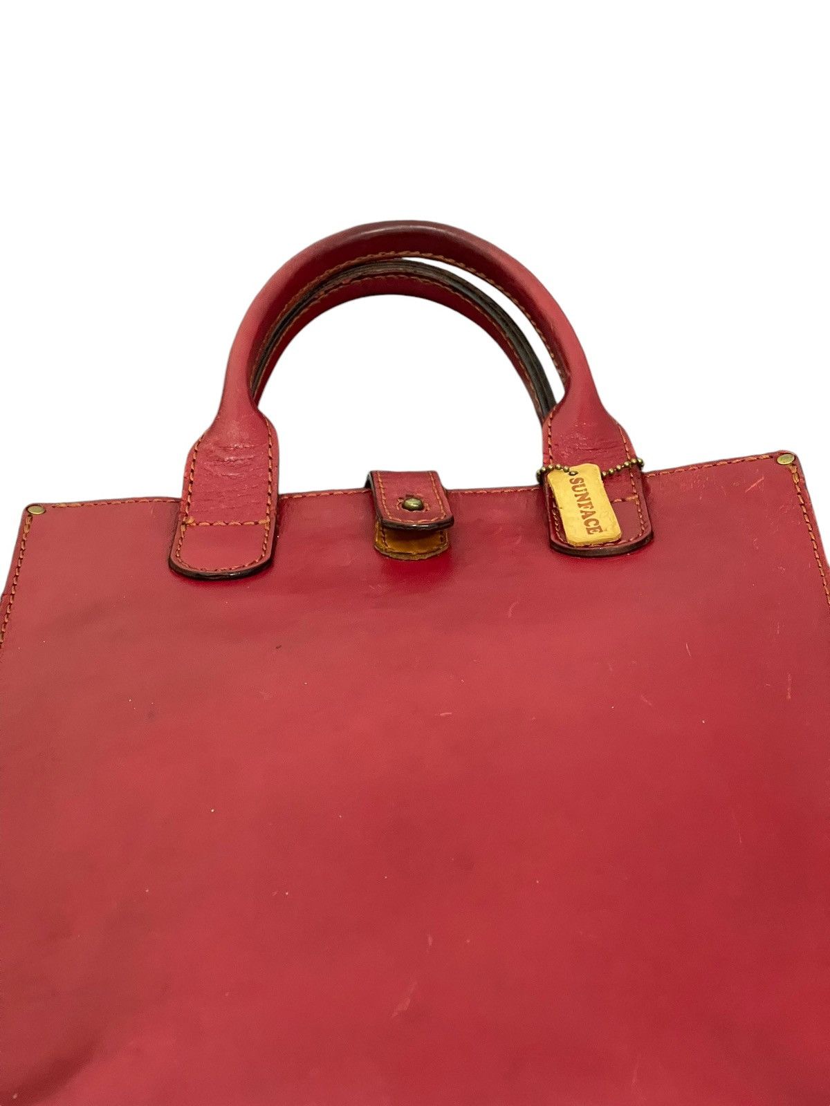 Leather Full Leather Thick Sunface Tote Bag 1🟩0 Size ONE SIZE - 9 Thumbnail
