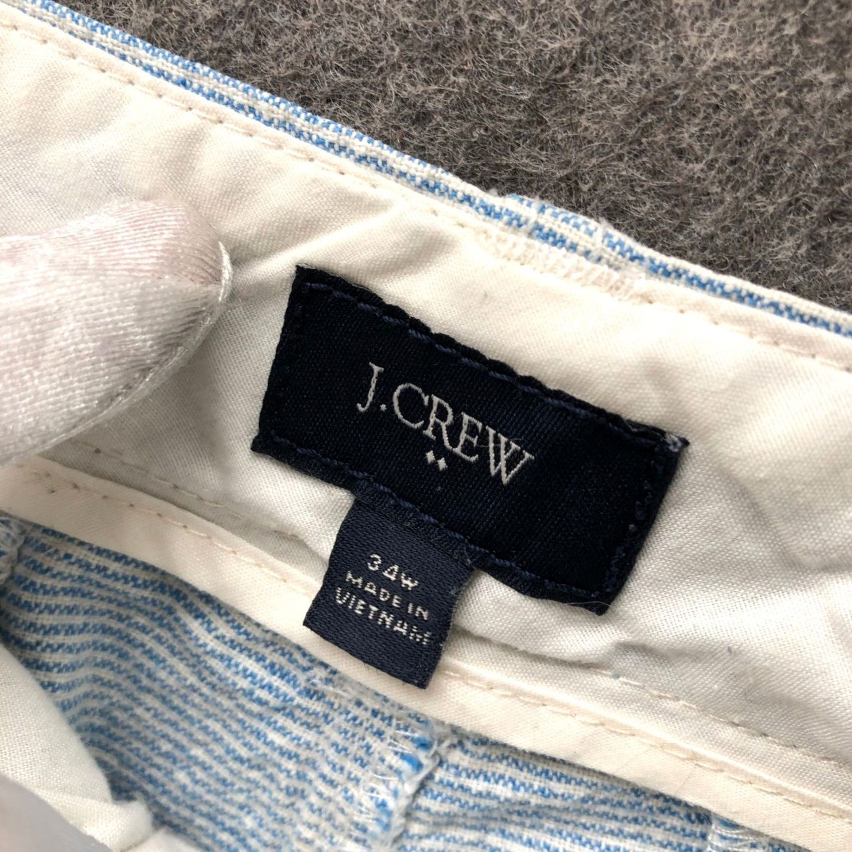 J.Crew VINTAGE J. Crew Linen Cotton Beach Short Mens 34 Blue White Stripe 8" Flat Front Size US 34 / EU 50 - 3 Thumbnail