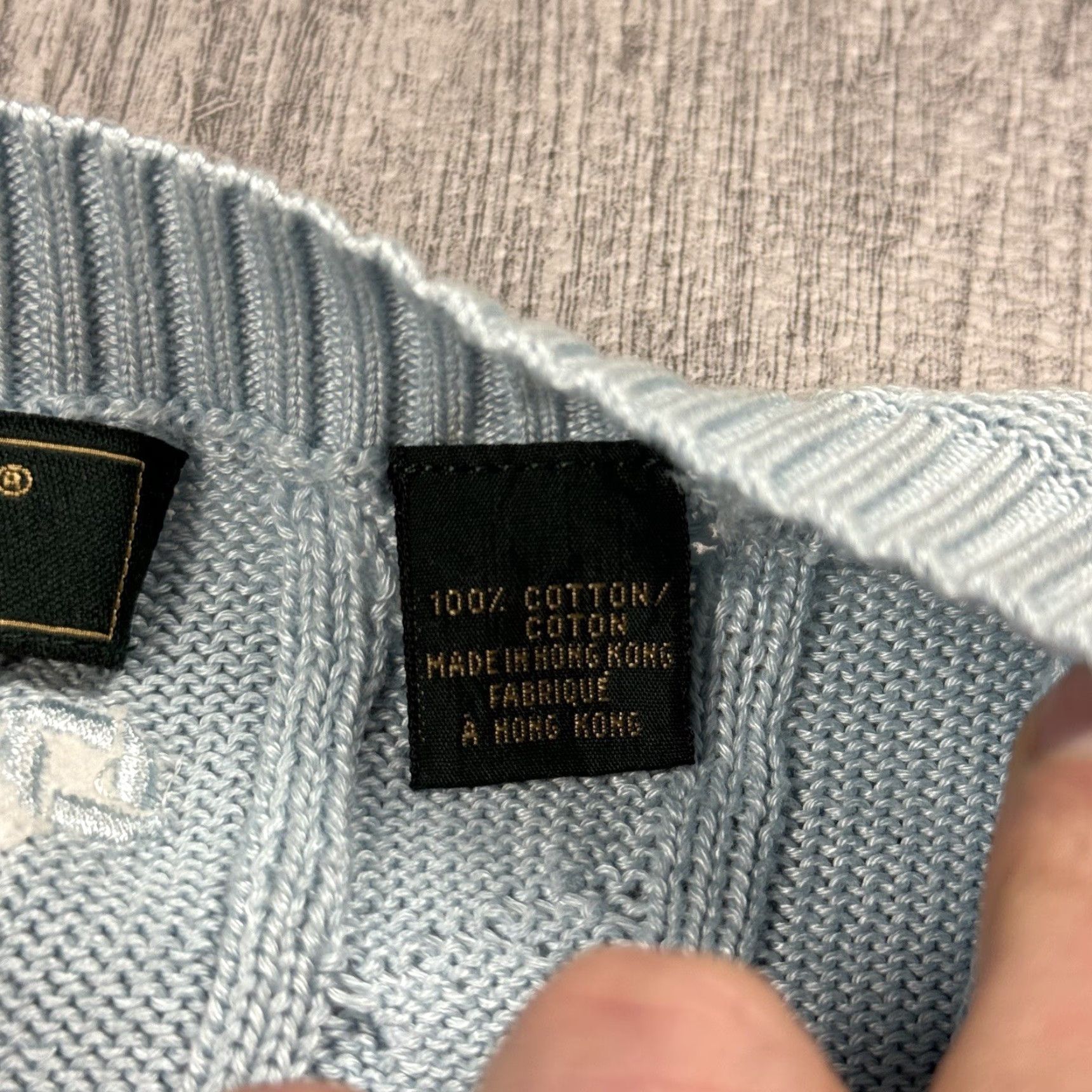 Vintage Bobby Jones Vest Adult L Pastel Blue Cable Knit Cotton Golf Mens Size US L / EU 52-54 / 3 - 6 Thumbnail