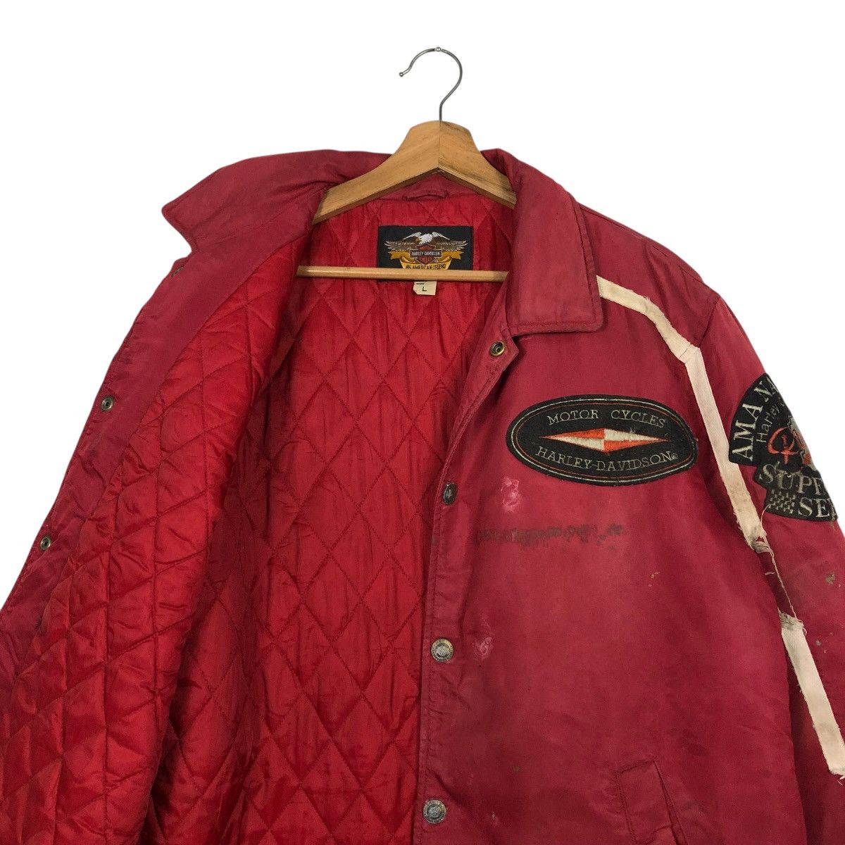 Harley Davidson 🔥VINTAGE BOMBER BIKER JACKET MOTORCYCLE HARLEY DAVIDSON LOGO Size US L / EU 52-54 / 3 - 18 Thumbnail