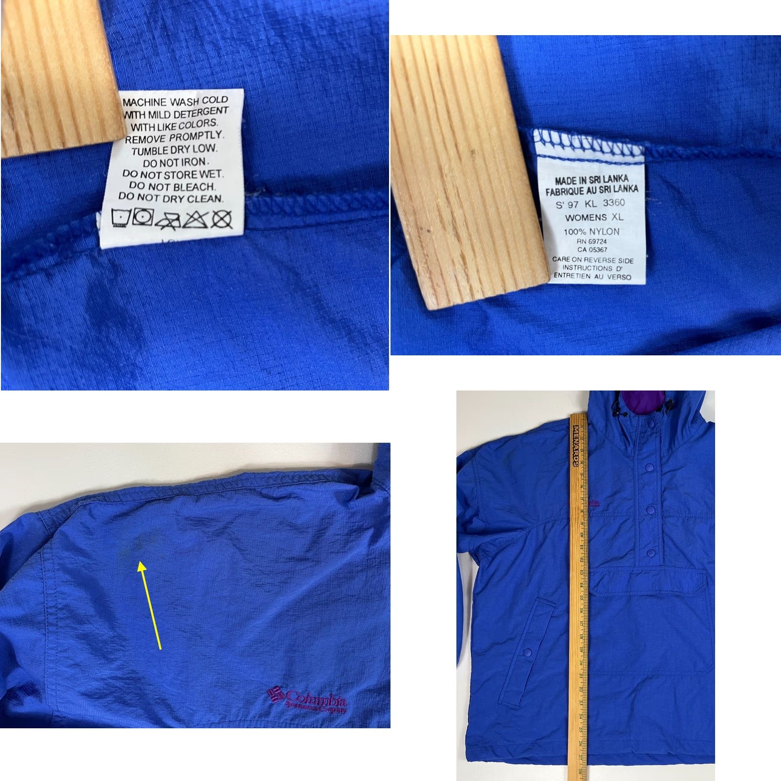 Vintage Columbia Women’s Vintage 90s Pullover Anorak Windbreaker Jacket XL Blue 90s Hooded Pockets Size XL / US 12-14 / IT 48-50 - 8 Thumbnail