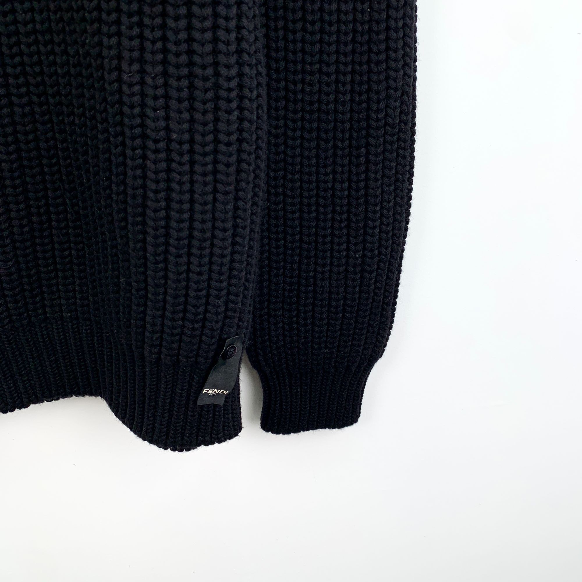 Fendi Fendi Black Logo Embroidered Wool Round-Neck Long-Sleeve Kni Size US L / EU 52-54 / 3 - 4 Thumbnail
