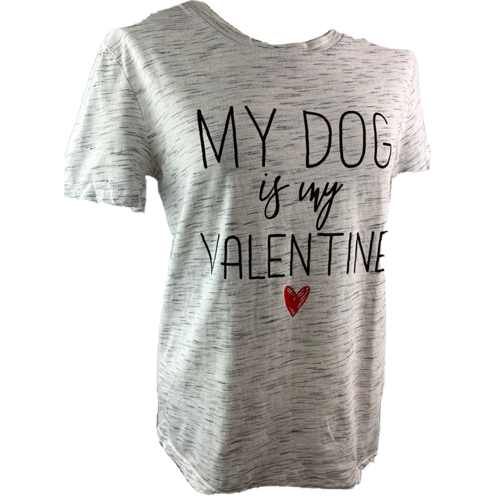 Vintage VINTAGE Small Women's T-shirt Gray "My Dog is My Valentine" Short Sleeve Cotton Blend Size S / US 4 / IT 40 - 2 Thumbnail