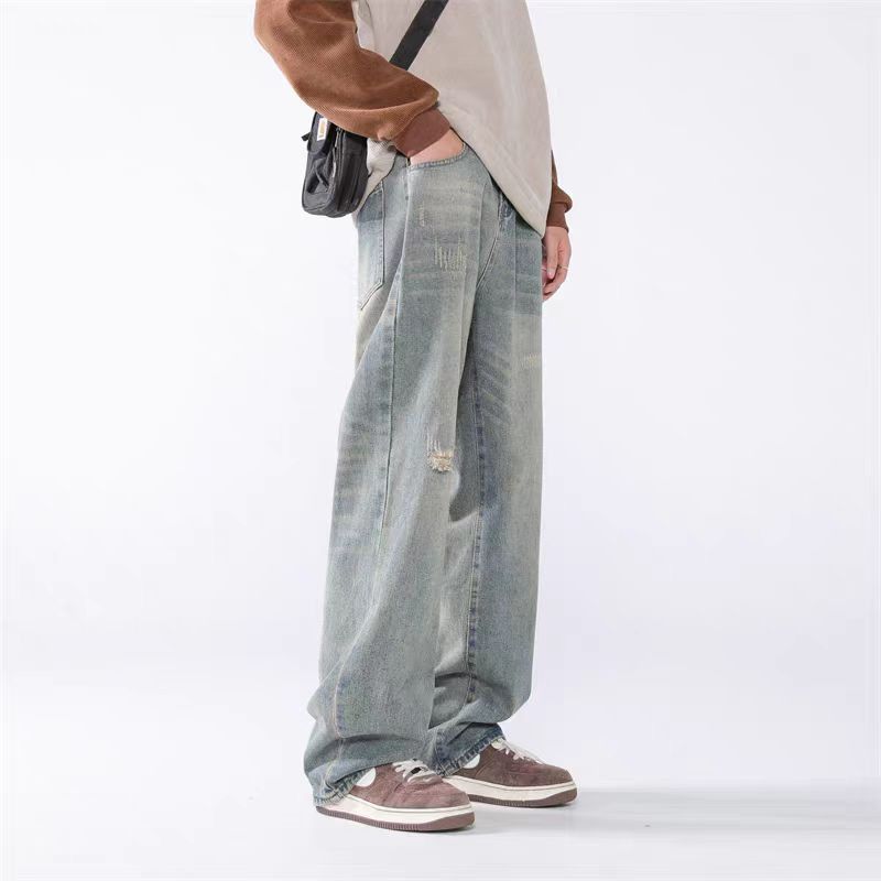 image of Light Blue High Street Vintage Loose Casual Pants, Men's (Size 33)