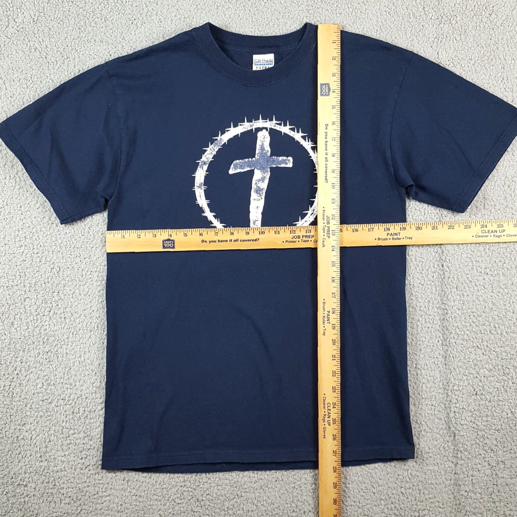 Gildan VINTAGE Gildan Peace Love & Jesus Distressed T-Shirt Men's Medium Navy Blue 90s Retro Casual Short Sleeve Y2K Size US M / EU 48-50 / 2 - 6 Thumbnail