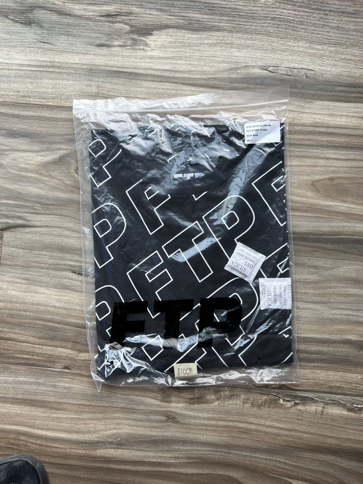 image of Fuck The Population Ftp All Over Outline Logo Tee in Black, Men's (Size Large)