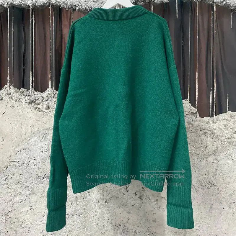 AMI AMI Green Wool Long Sleeve Cardigan . Size M / US 6-8 / IT 42-44 - 2 Thumbnail