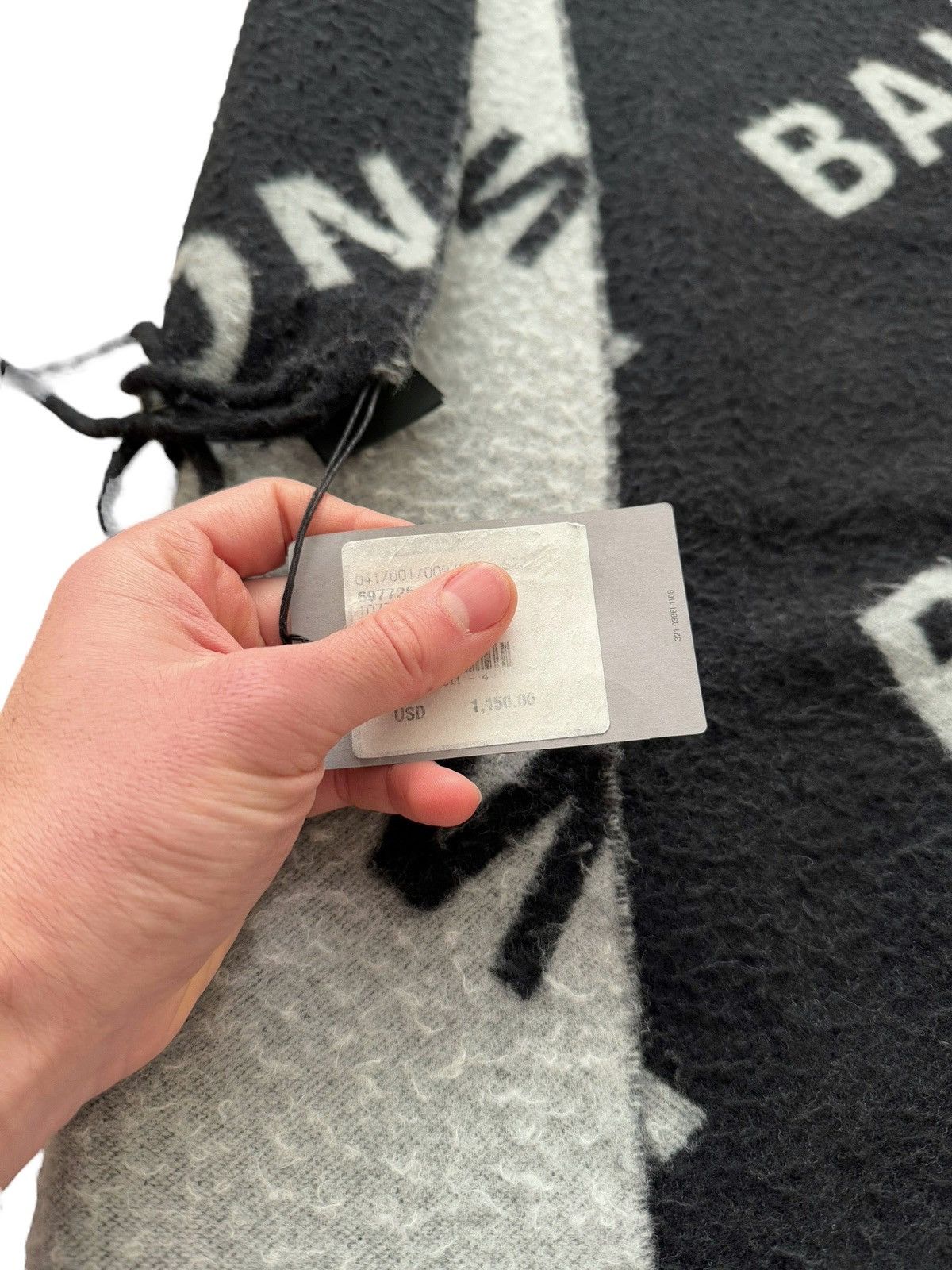 Balenciaga $1,195 Allover Logo Giant Wool Scarf Size ONE SIZE - 5 Thumbnail