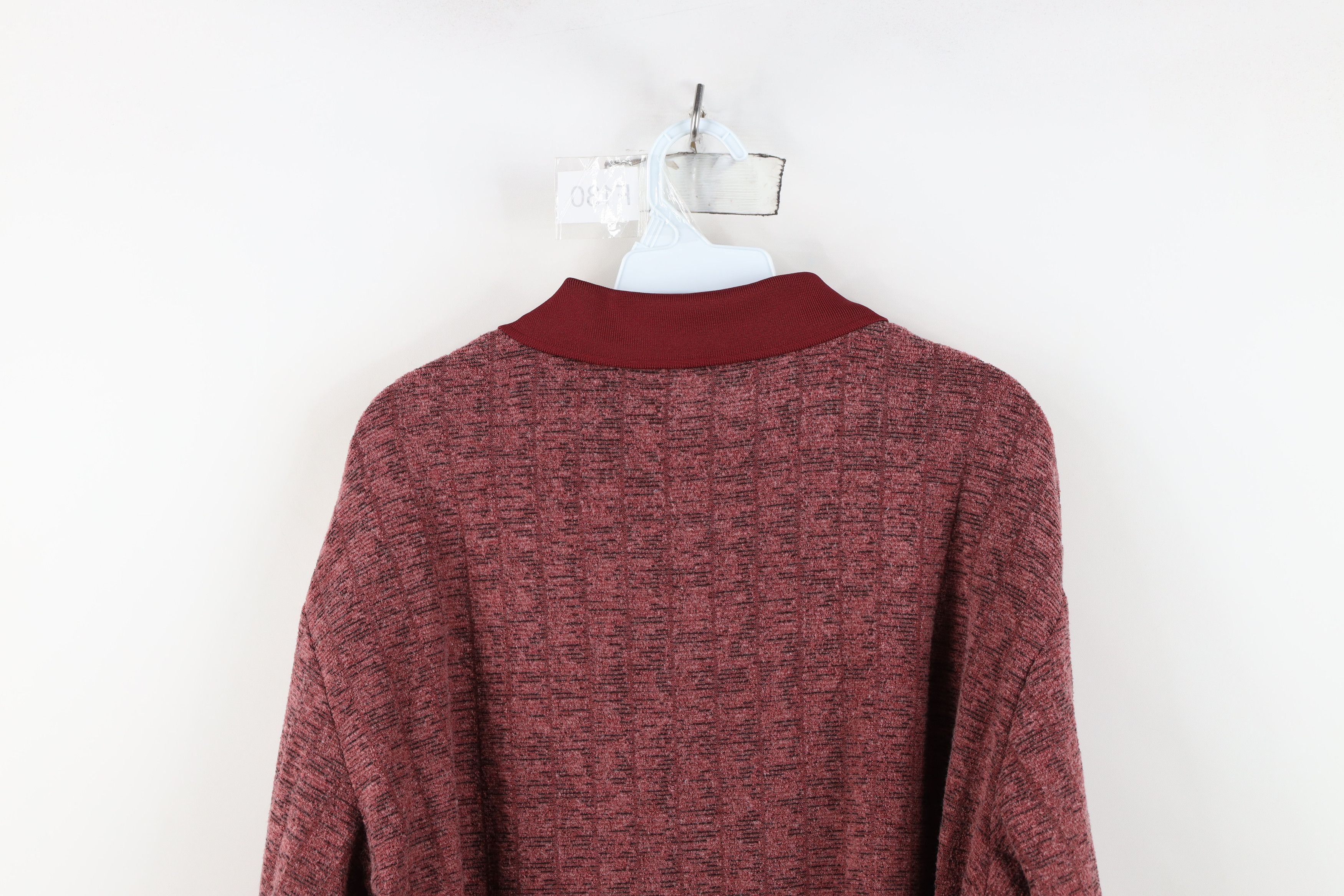 Vintage Vintage 90s Streetwear Fleck Collared Fleece Sweatshirt Red Size US L / EU 52-54 / 3 - 10 Thumbnail