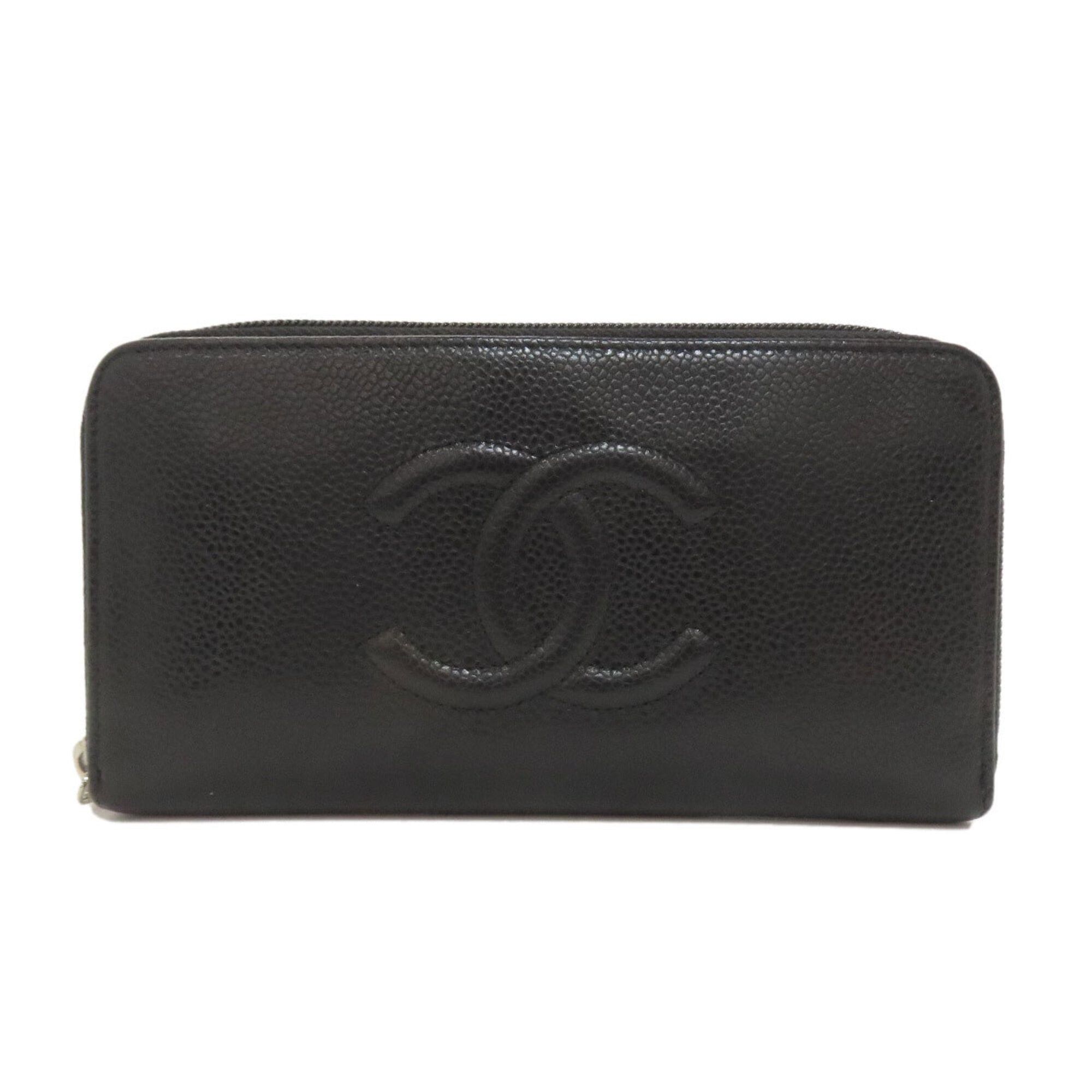 Chanel Chanel Coco Mark Silver Hardware Long Wallet Grained Calfskin Women's CHANEL Size ONE SIZE - 1 Thumbnail