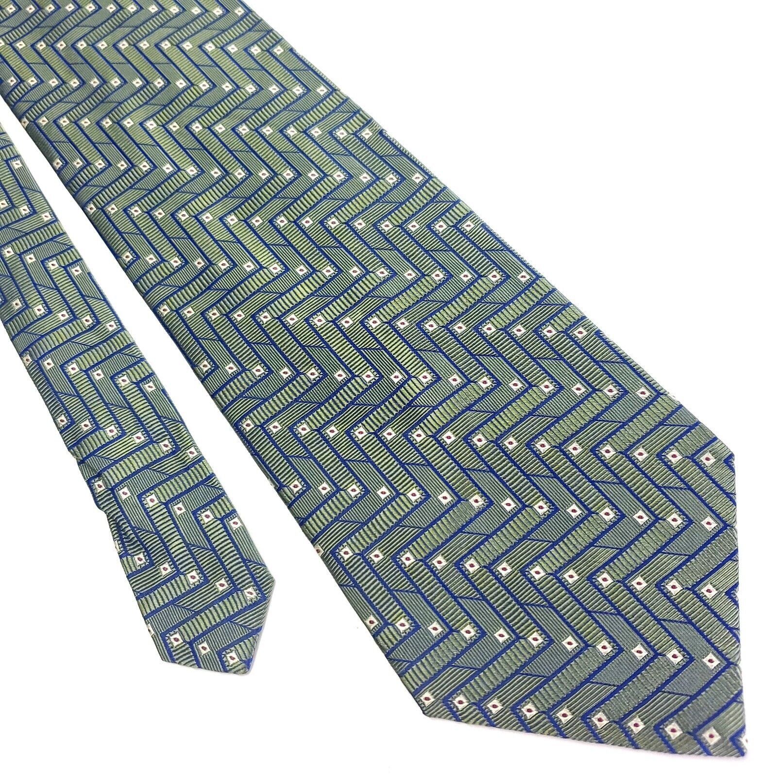 Nautica Nautica Green Silk Tie Woven Geometric Wide Size ONE SIZE - 1 Thumbnail