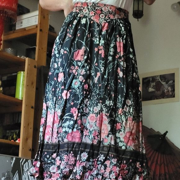 Vintage Vintage Tattoo California Floral Midi Skirt - Size 7 Size 24" / US 00 / IT 34 - 7 Thumbnail