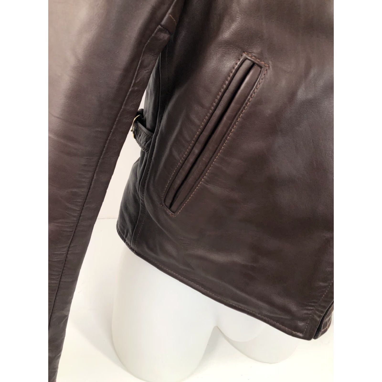 Vintage LOST WORLDS Bomber Jacket Mens 40 Leather Horsehide Brown Size US XXS / EU 40 - 4 Thumbnail