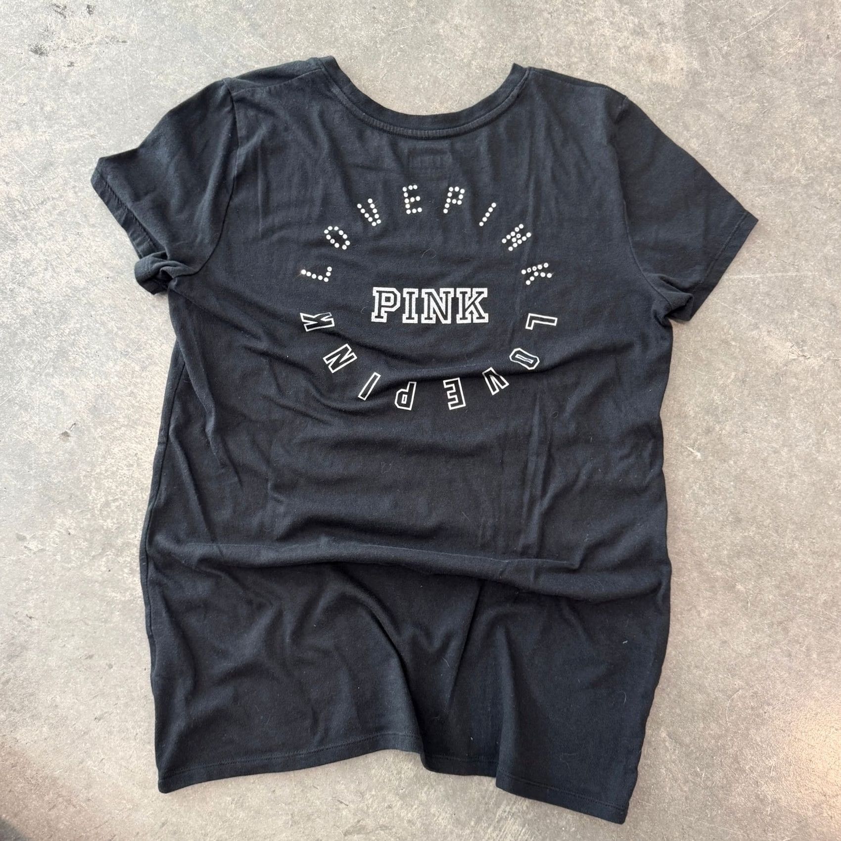 Victoria's Secret VINTAGE Victoria's Secret PINK Microbling Spellout Graphic Lounge Tee Shirt XS Small Black Womens Size S / US 4 / IT 40 - 2 Thumbnail