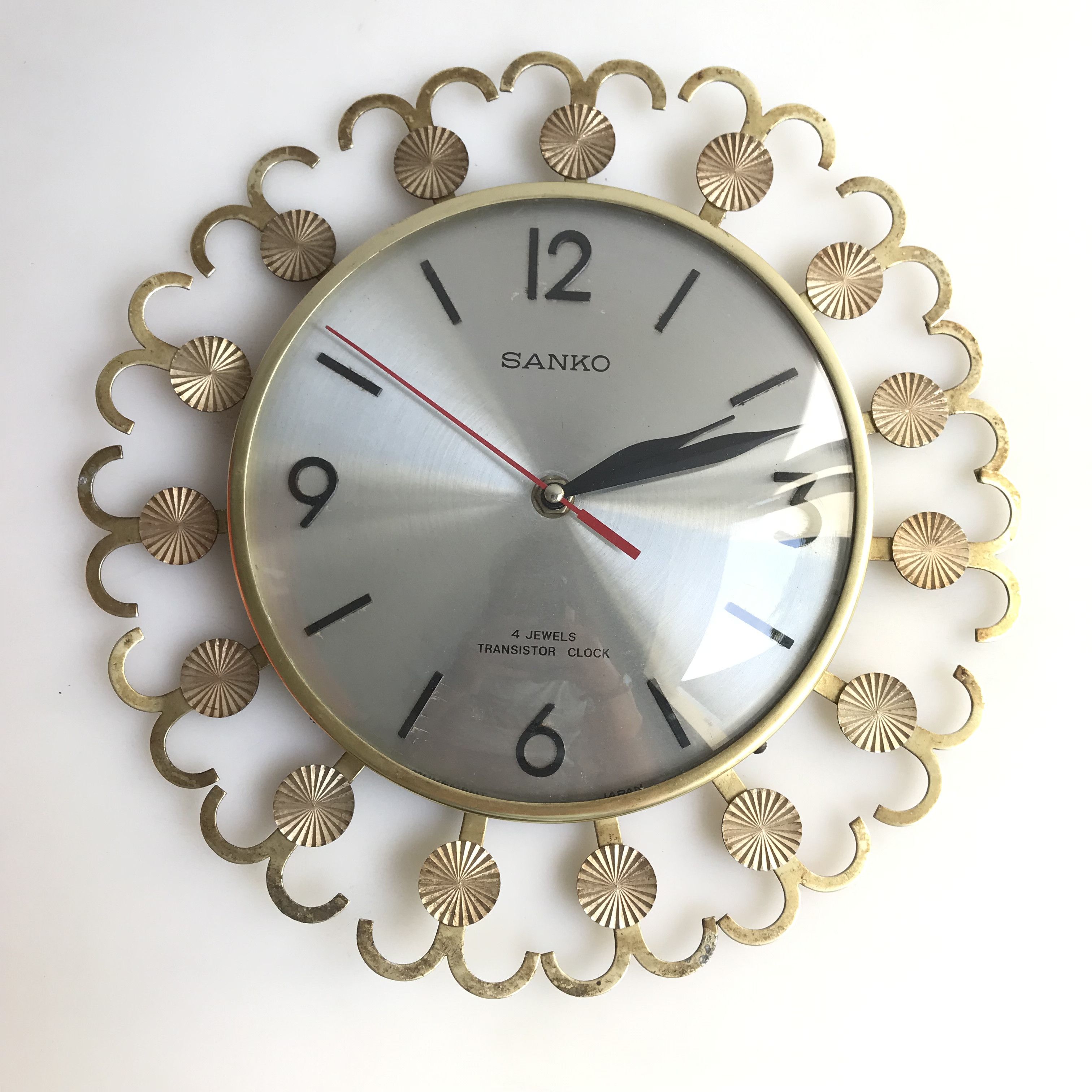 Japanese Brand Mid-Century Sanko Wall Clock Modern Sunburst Wall Clock Size ONE SIZE - 6 Thumbnail