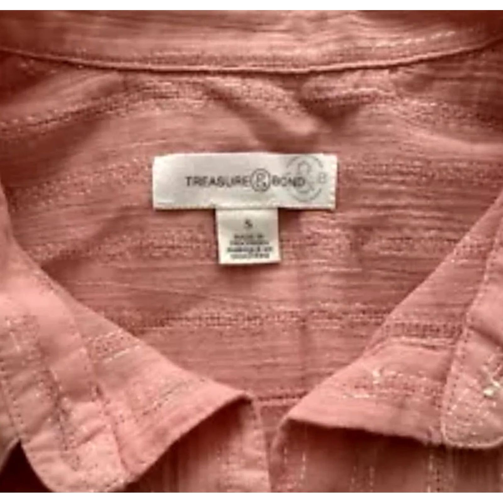 Treasure & Bond Treasure & Bond Shirt Womens Small Pink Short Sleeve Button Front Textured Casual Size S / US 4 / IT 40 - 3 Thumbnail