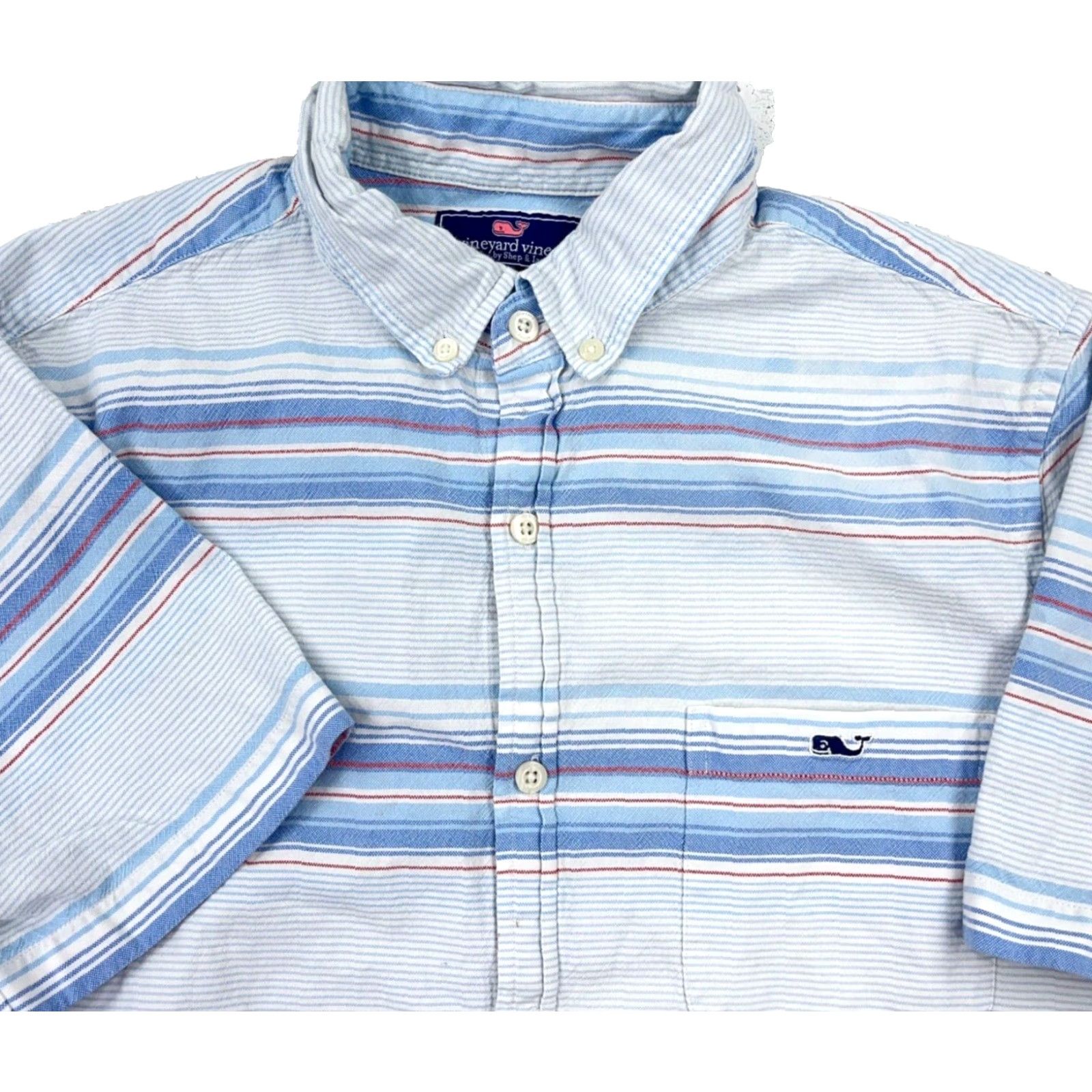 Vineyard Vines VINEYARD VINES Shirt Men Medium Blue Button Up Slim Fit Tucker Dress Camp A29* Size 40R - 2 Thumbnail