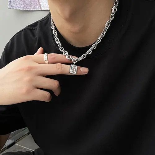 Jewelry Silver Chain Necklace with Pendant Size ONE SIZE - 1 Thumbnail
