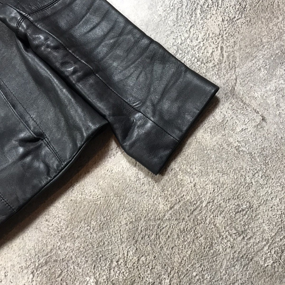Vintage Vintage 90s Faded Black Leather Jacket Streetwear Slim M Size M / US 6-8 / IT 42-44 - 5 Thumbnail