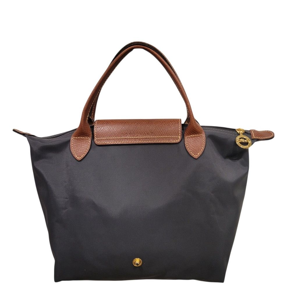 Longchamp LONGCHAMP Women's Gray Pliage Medium Leather Trim Double Top Size ONE SIZE - 7 Thumbnail