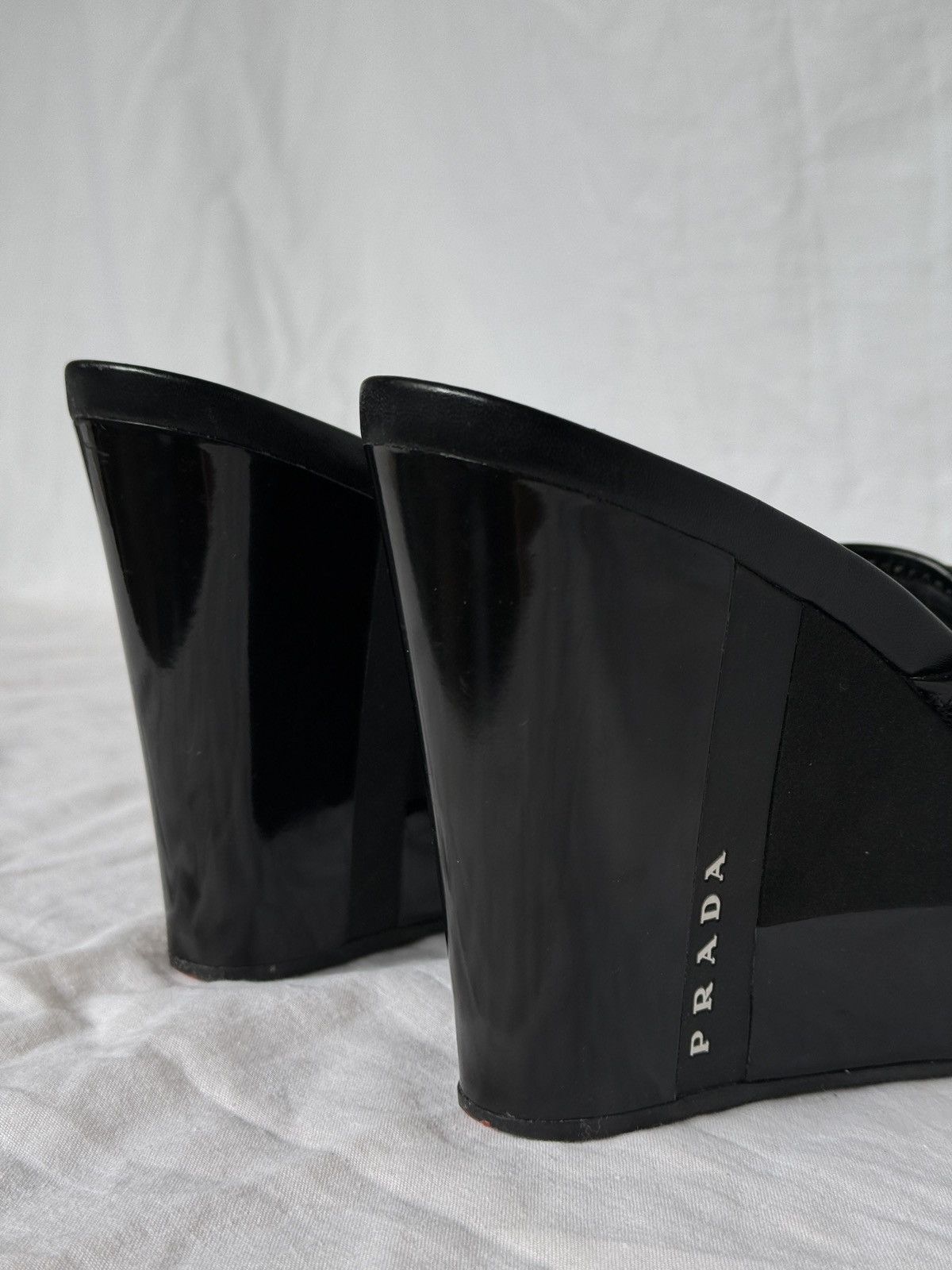 Prada Prada Black Leather Straps Wedges Sandals Size US 8.5 / IT 38.5 - 9 Thumbnail