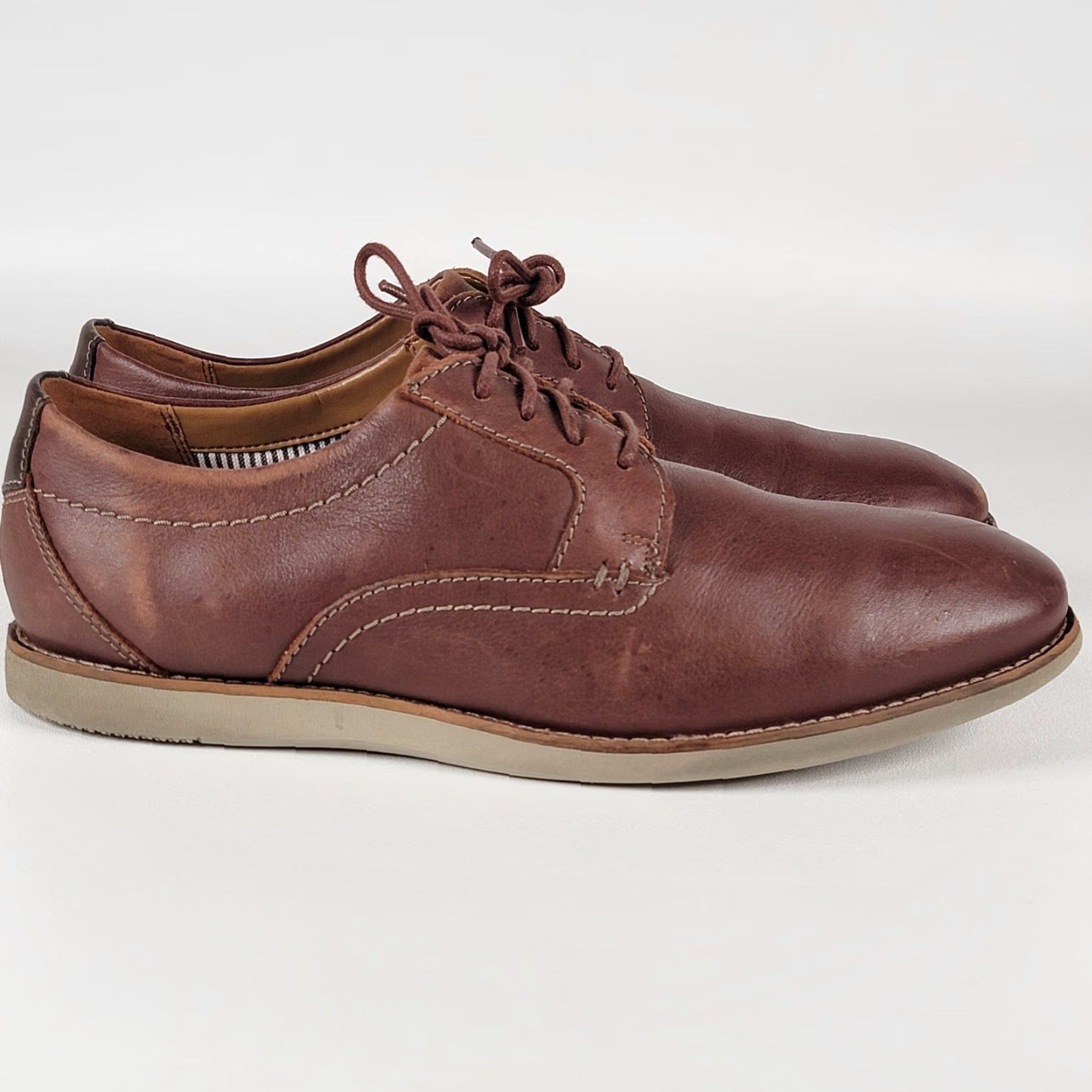 Clarks Clarks Oxford Men's Raharto Plain Brown Leather Size 10.5 M Shoes Casual Workwear Travel Size US 10 / EU 43 - 2 Thumbnail