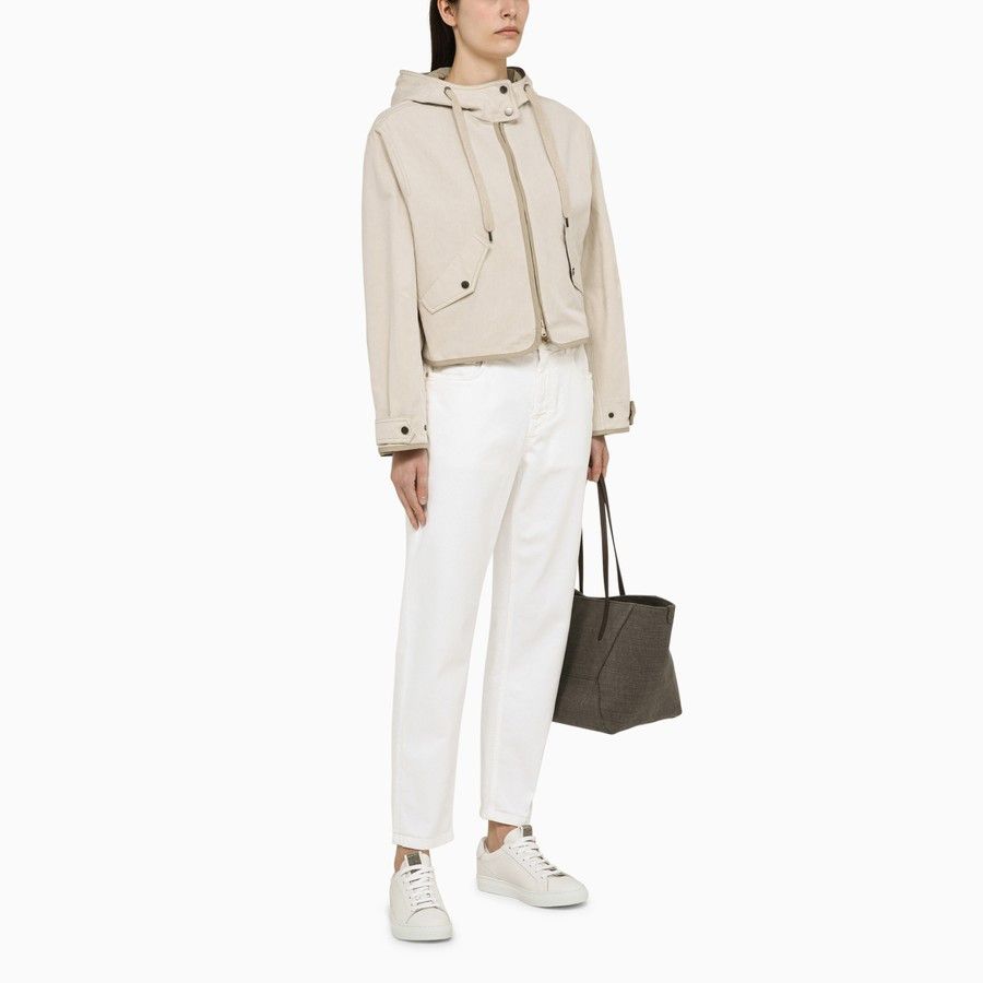 Brunello Cucinelli o1d2blof0824 Regular Cotton Trouser in White Size 30" / US 8 / IT 44 - 2 Thumbnail