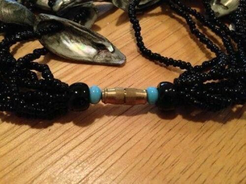 Designer Black Seed Bead w/ Hand Cut Mother of Pearl Shell Necklace Size ONE SIZE - 5 Thumbnail