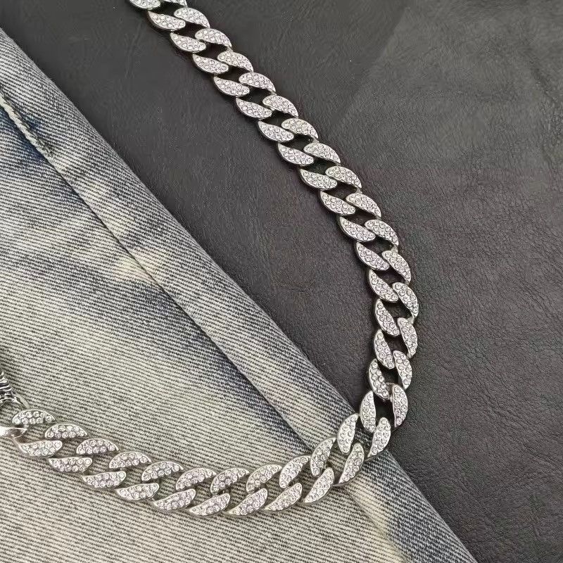 Other Lion Silver Rhinestone Cuban Chain Size ONE SIZE - 2 Thumbnail
