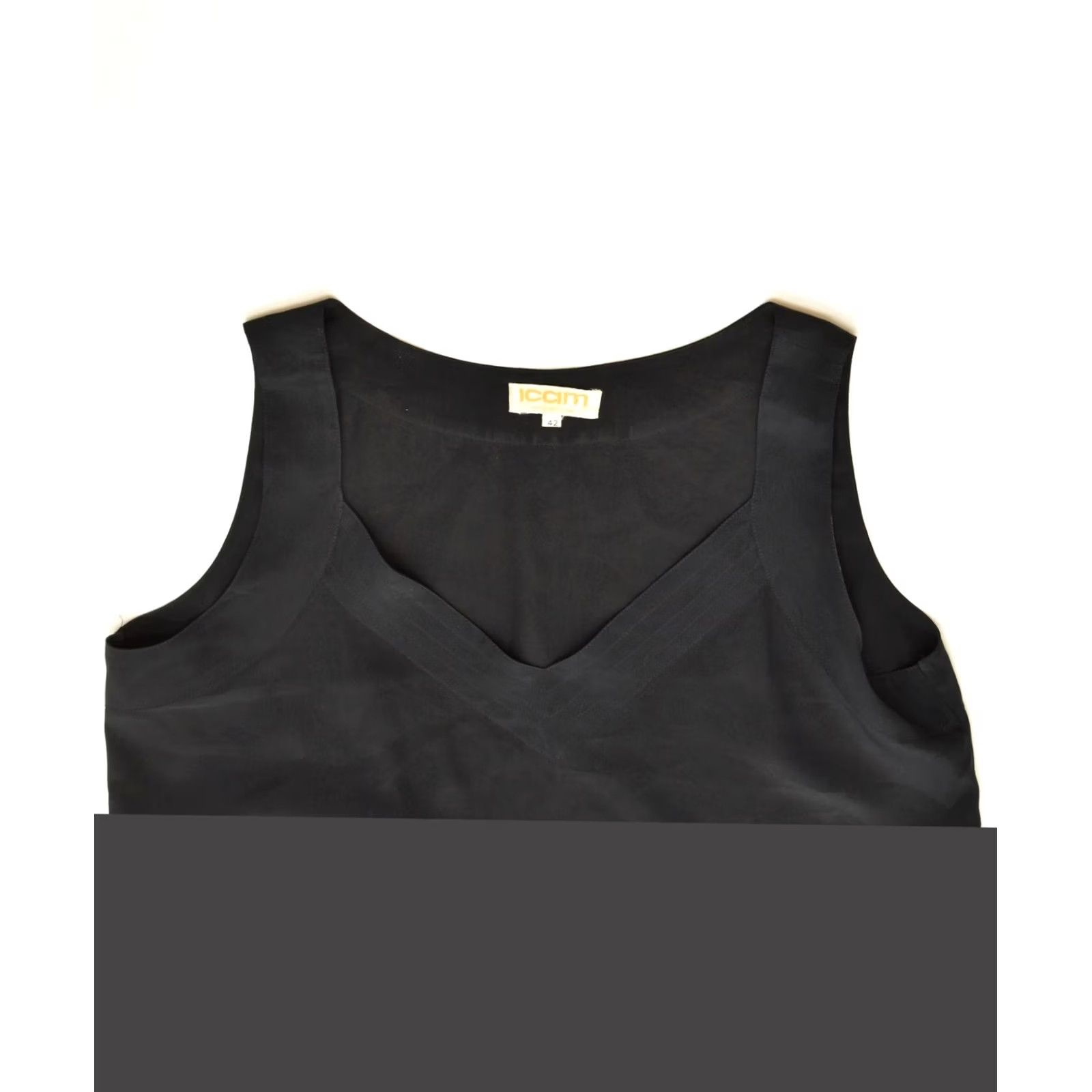 Vintage VINTAGE ICAM Womens Vest Top IT 42 Medium Black Polyester Classic Size M / US 6-8 / IT 42-44 - 3 Thumbnail