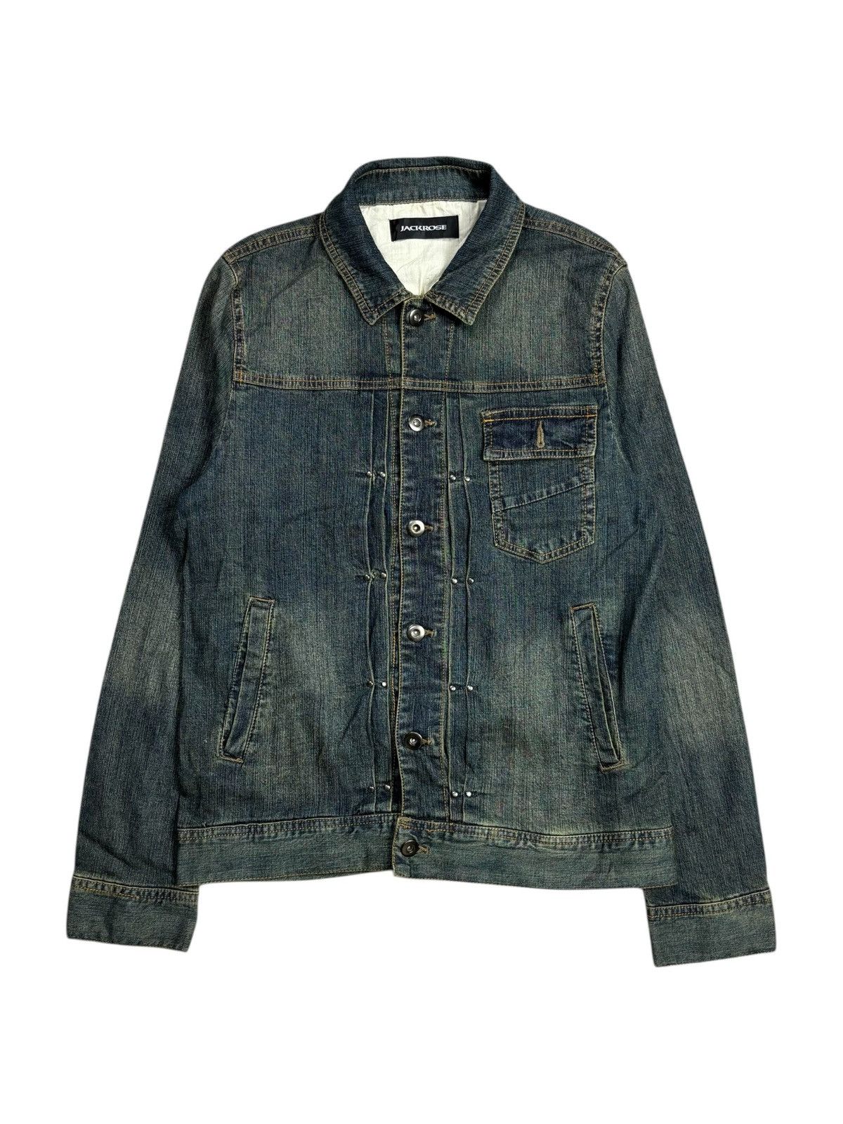 BUFFALO BOBS 2000s Jackrose Vkei Style Mud Wash Single Pocket Denim Jaket Size US M / EU 48-50 / 2 - 1 Thumbnail