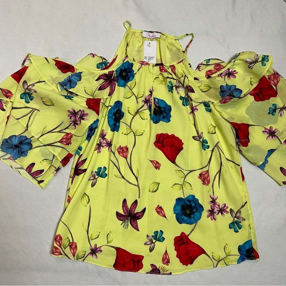 Parker NWT New $268 Parker Cold-Shoulder Floral Valencia Yellow To Size M / US 6-8 / IT 42-44 - 5 Thumbnail