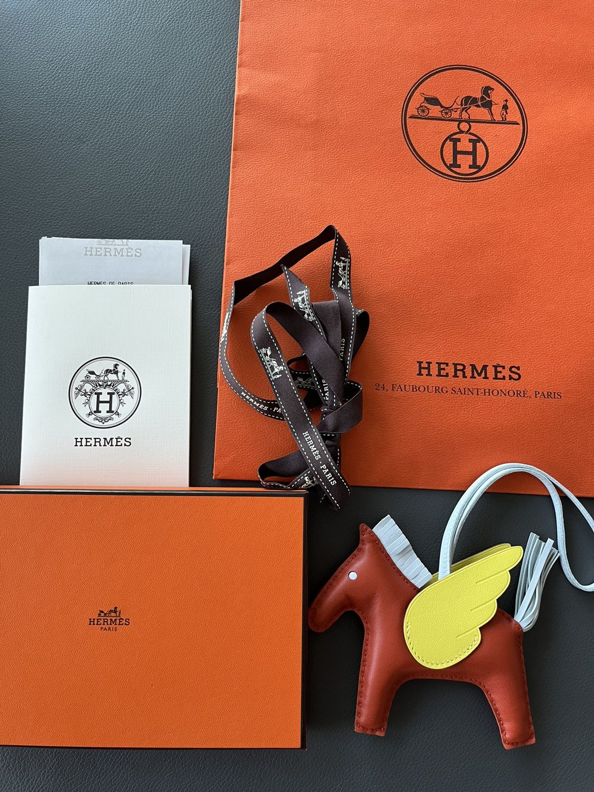 Super Rare New Hermes Rodeo Pegase MM Leather Horse Charm