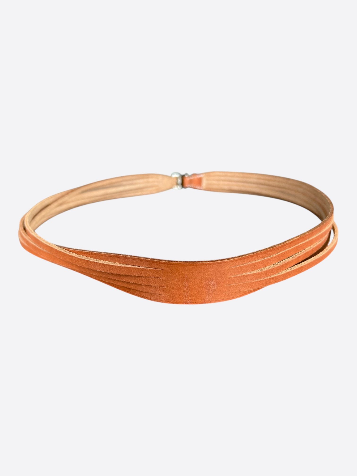 Hermes Hermes Brown Swift & Palladium Stirrup Multi-Strand Belt Size 30 - 2 Thumbnail