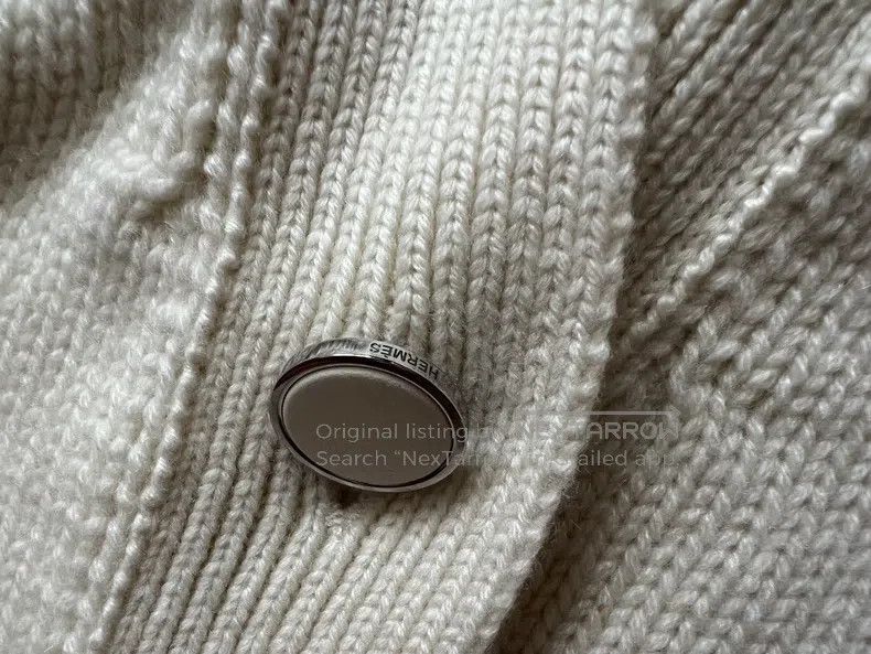 Hermes Hermes Open cardigan pure cashmere, white sweater Size XS / US 0-2 / IT 36-38 - 5 Thumbnail