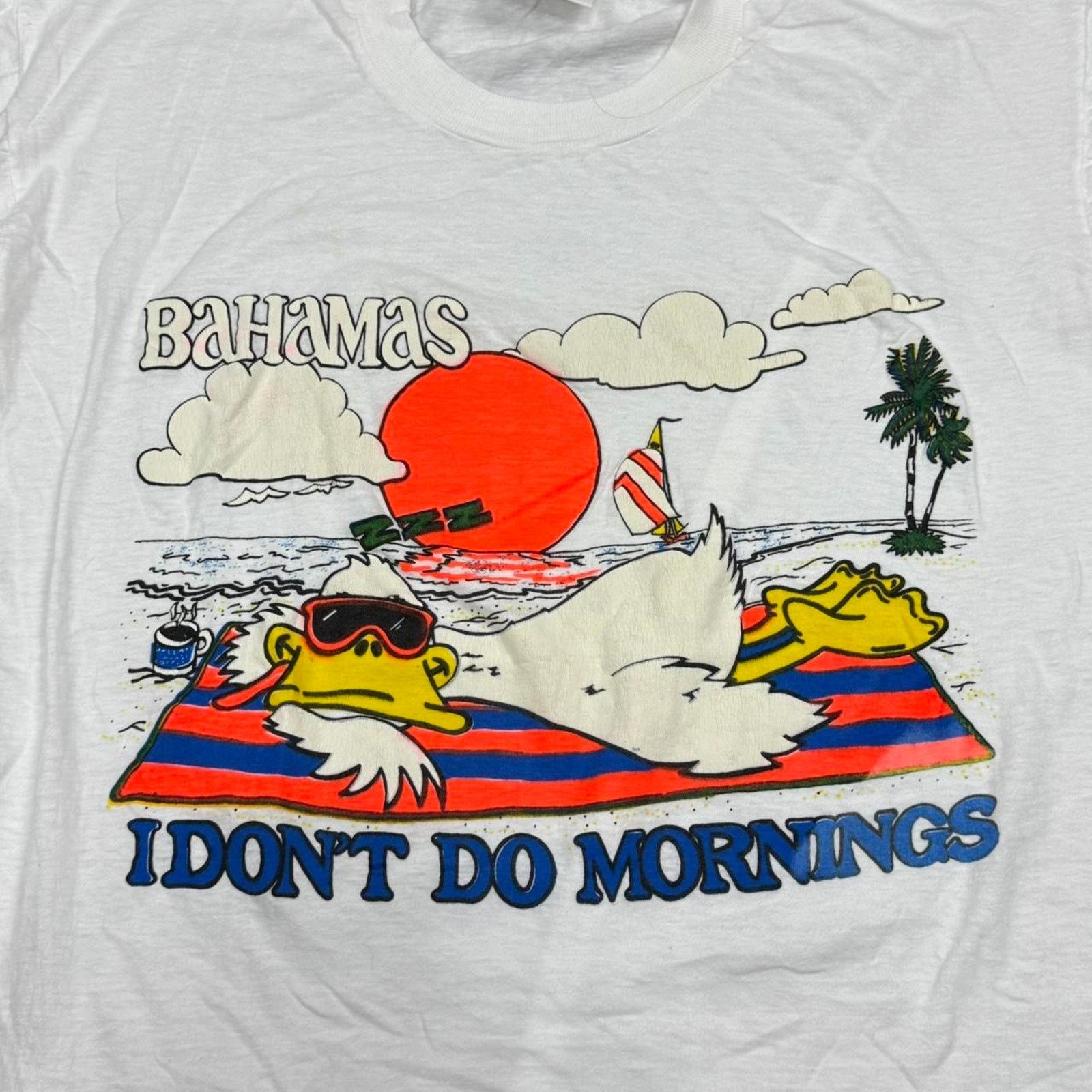 Hanes × Vintage VINTAGE 90S SINGLE STITCH DUCK DON’T DO MORNINGS BAHAMAS TEE Size US XL / EU 56 / 4 - 2 Thumbnail