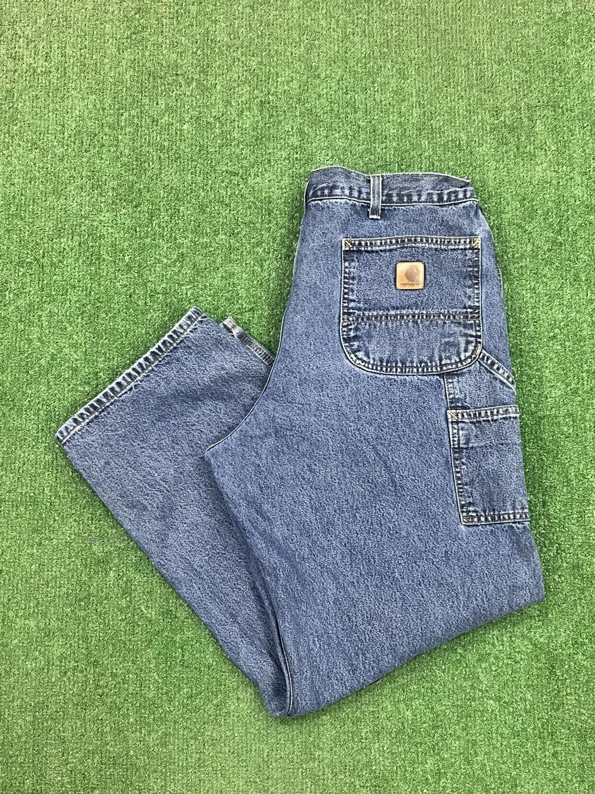 Carhartt Original Dungaree Fit Denim Painter Pants, Men's, W35 equivalent cotton blue type Vintage Second Hand