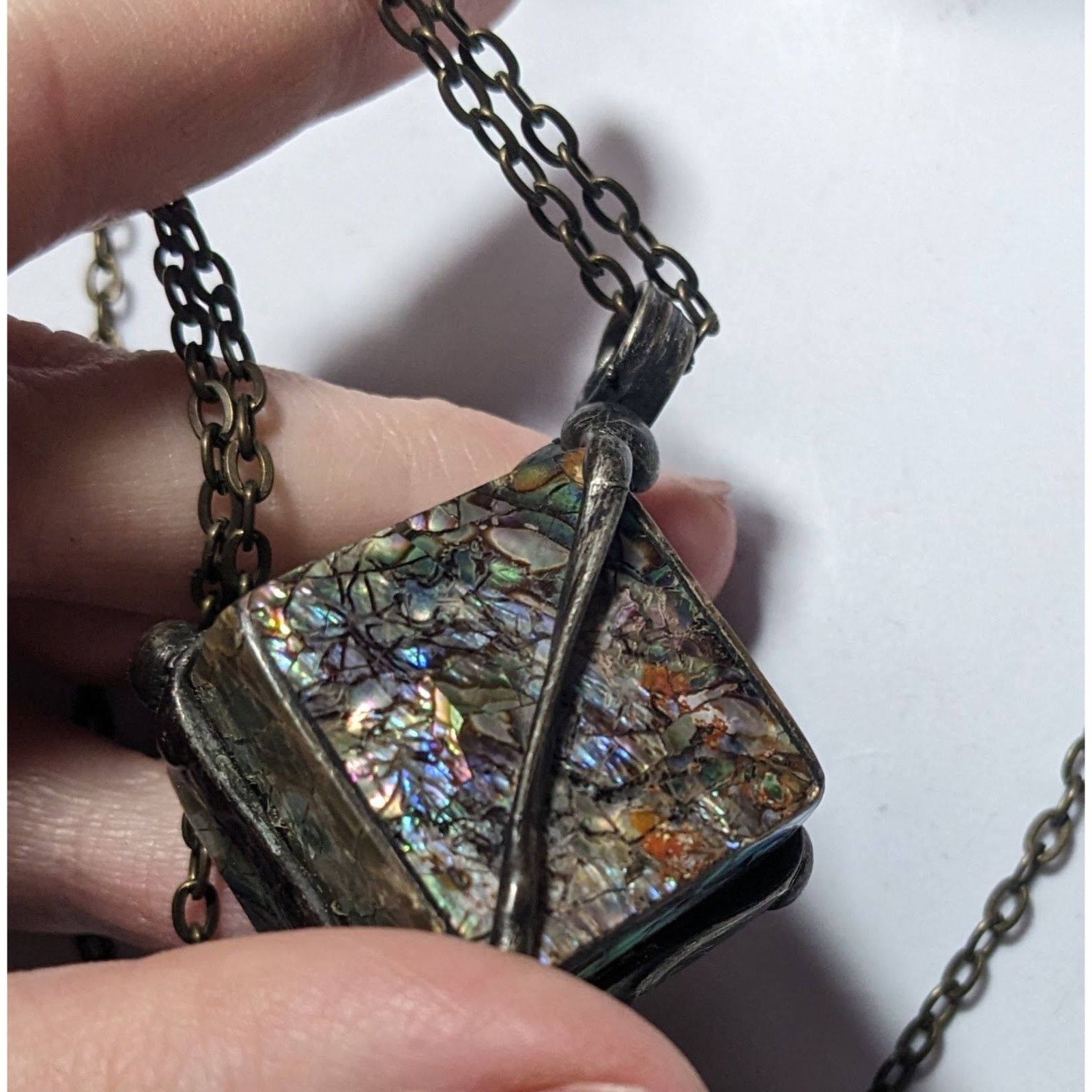 Other Vintage Abalone Crackle Cube Pendant Necklace Size ONE SIZE - 12 Thumbnail